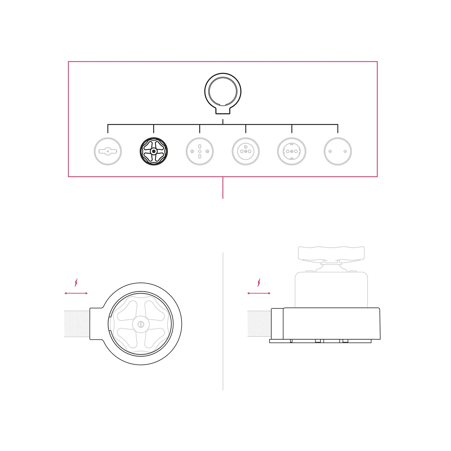 Kit interrupteur/va-et-vient avec bouton et base pour Creative-Tubes en porcelaine noire - Image 7