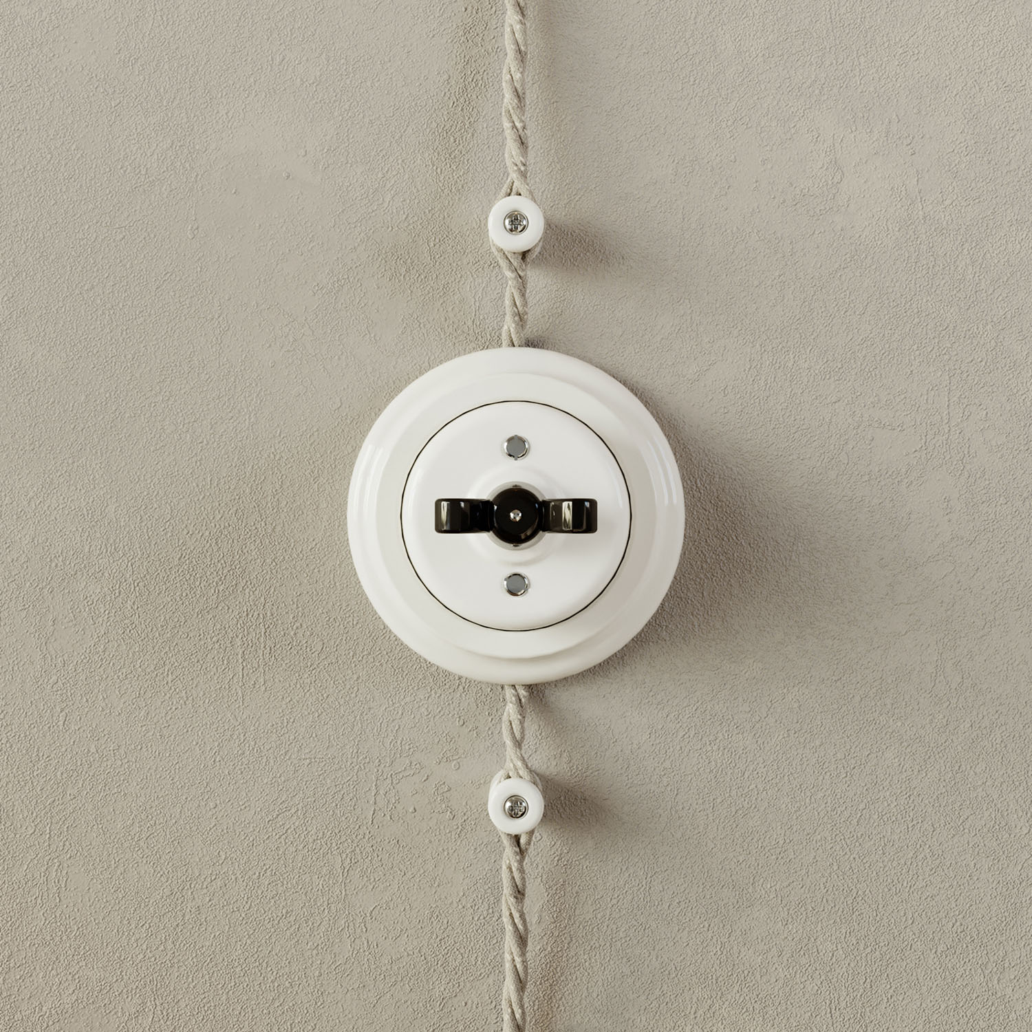 Kit interrupteur/va-et-vient avec écrou papillon et base en porcelaine blanche - Image 12
