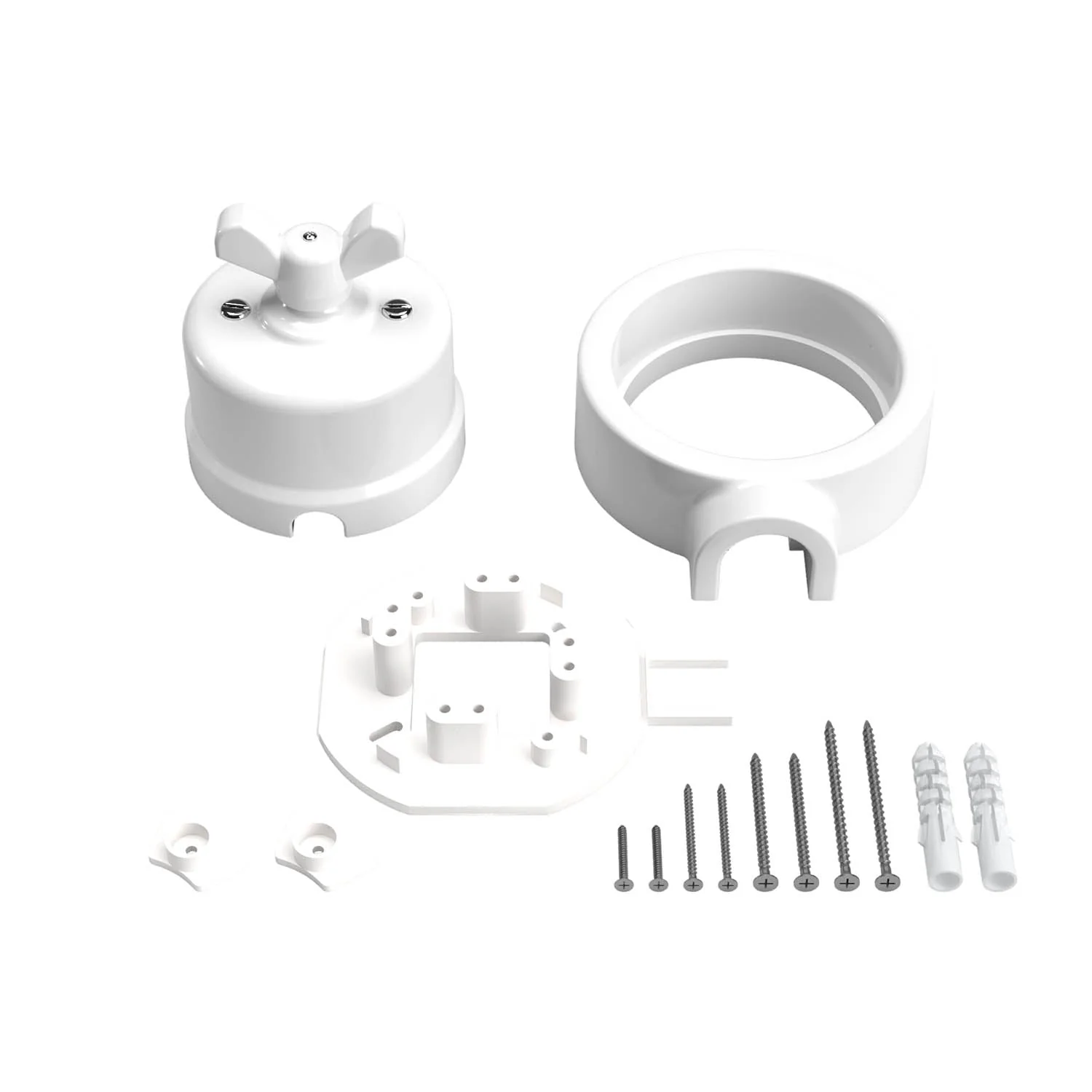 Kit interrupteur/va-et-vient avec écrou papillon et base pour Creative-Tubes en porcelaine blanche - Image 3