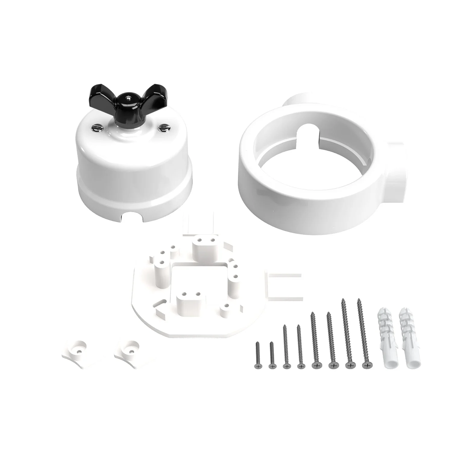 Kit interrupteur/va-et-vient avec écrou papillon et base pour Creative-Tubes en porcelaine blanche - Image 36