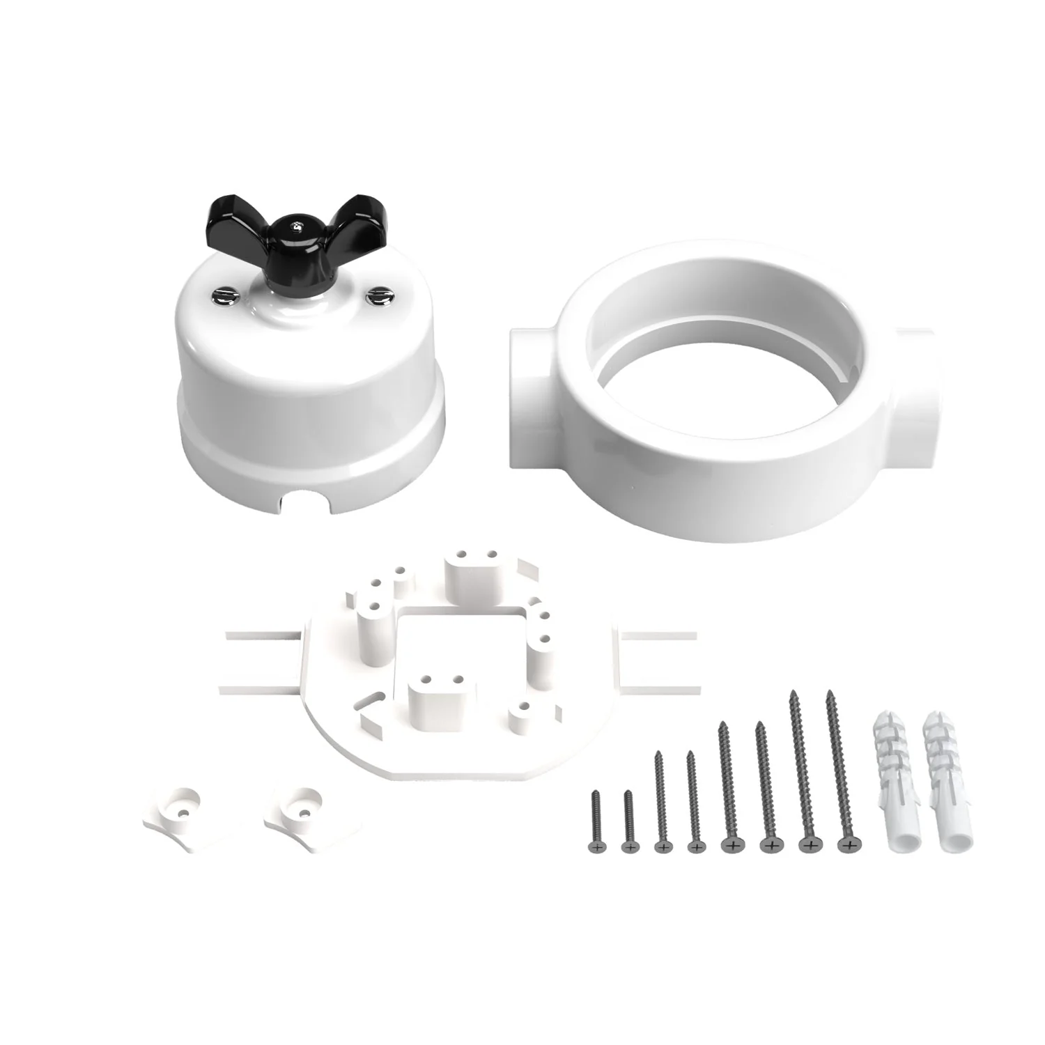Kit interrupteur/va-et-vient avec écrou papillon et base pour Creative-Tubes en porcelaine blanche - Image 41