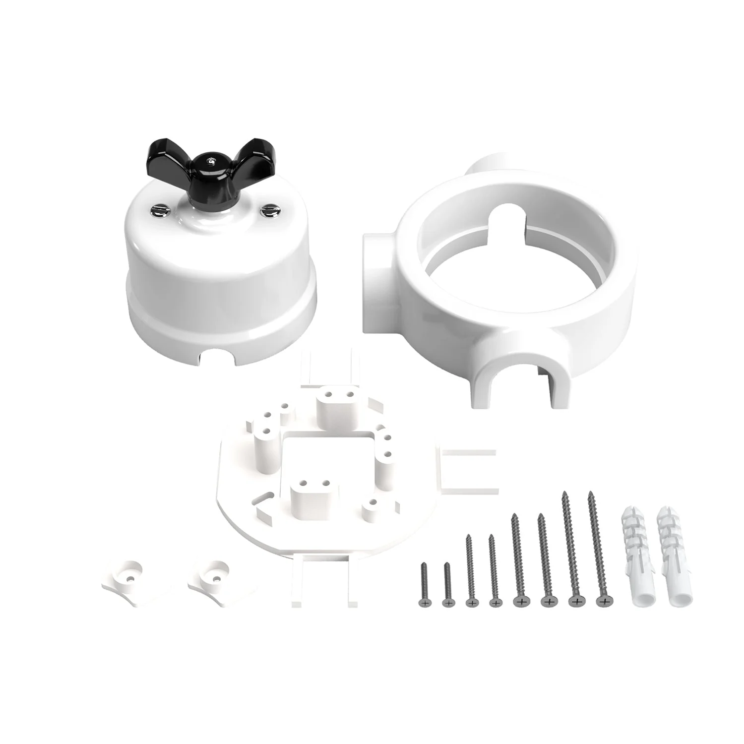 Kit interrupteur/va-et-vient avec écrou papillon et base pour Creative-Tubes en porcelaine blanche - Image 46