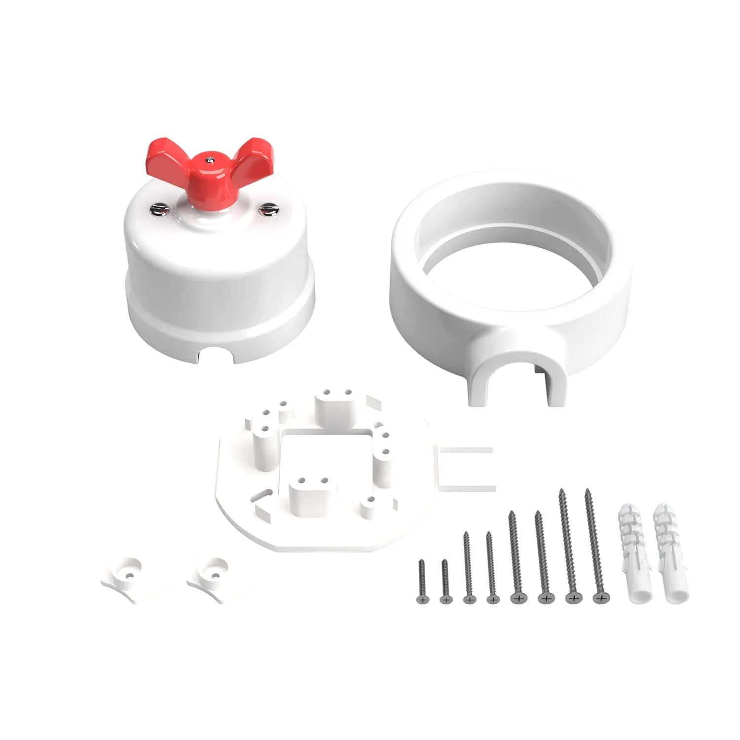 Kit interrupteur/va-et-vient avec écrou papillon et base pour Creative-Tubes en porcelaine blanche - Image 51