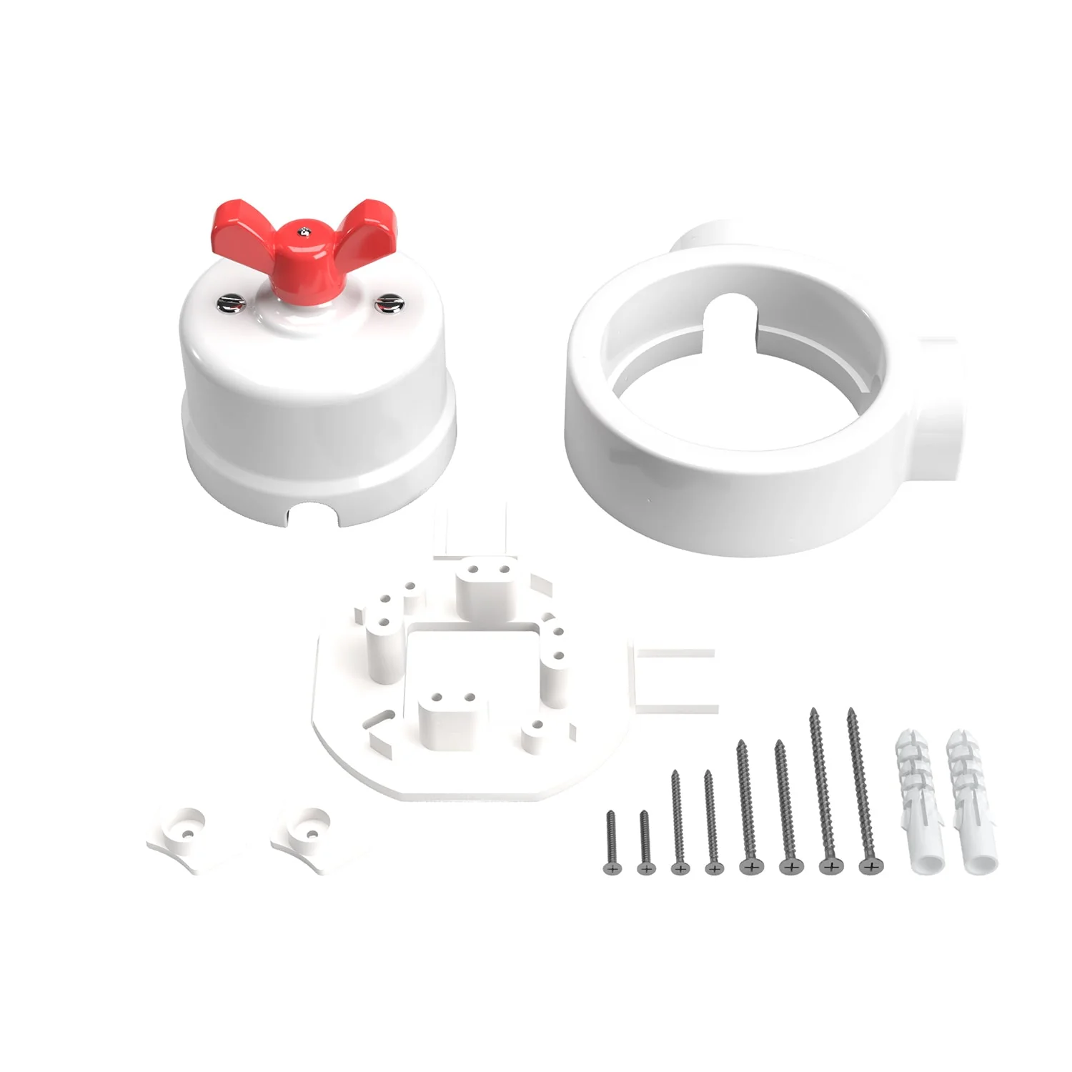 Kit interrupteur/va-et-vient avec écrou papillon et base pour Creative-Tubes en porcelaine blanche - Image 56
