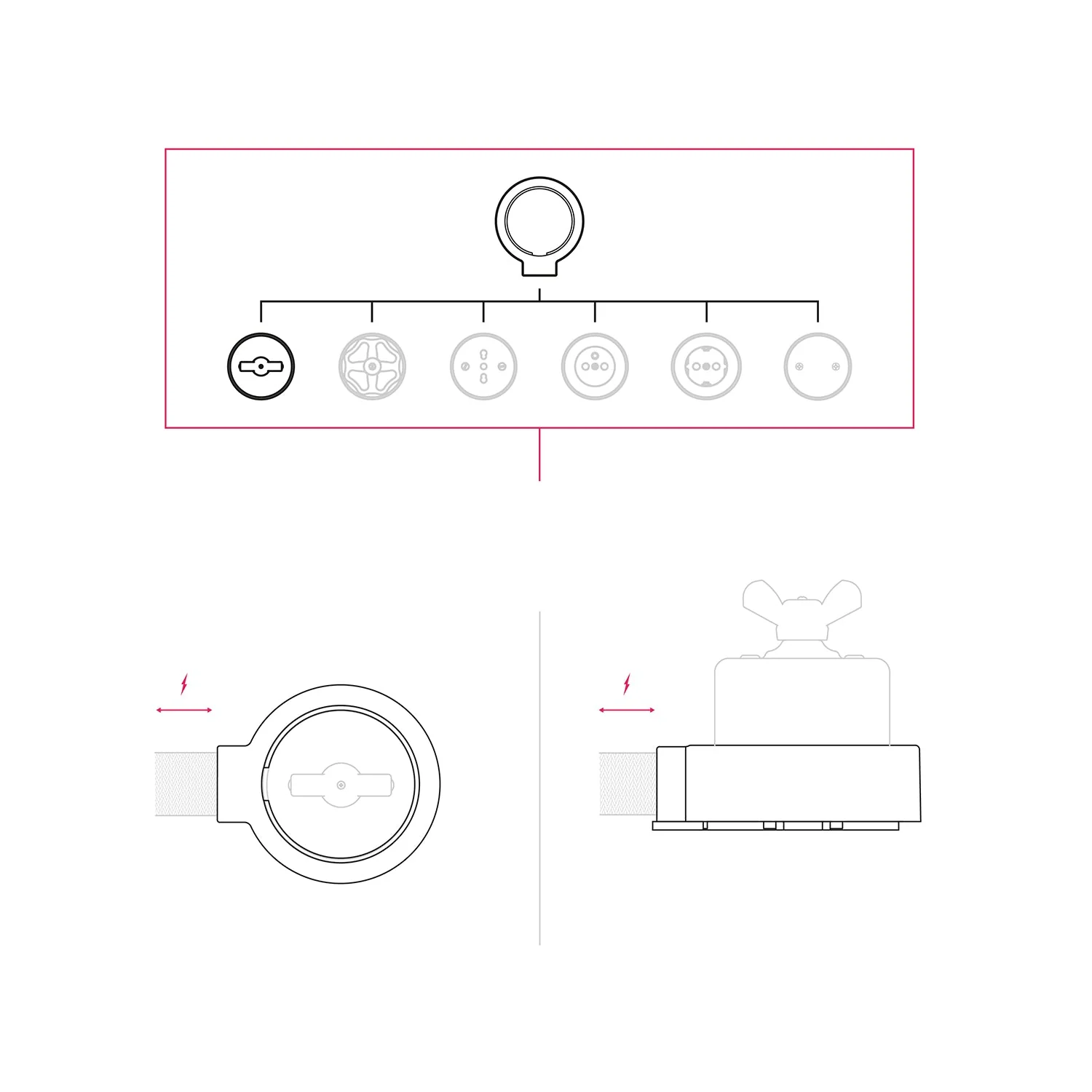 Kit interrupteur/va-et-vient avec écrou papillon et base pour Creative-Tubes en porcelaine blanche - Image 7