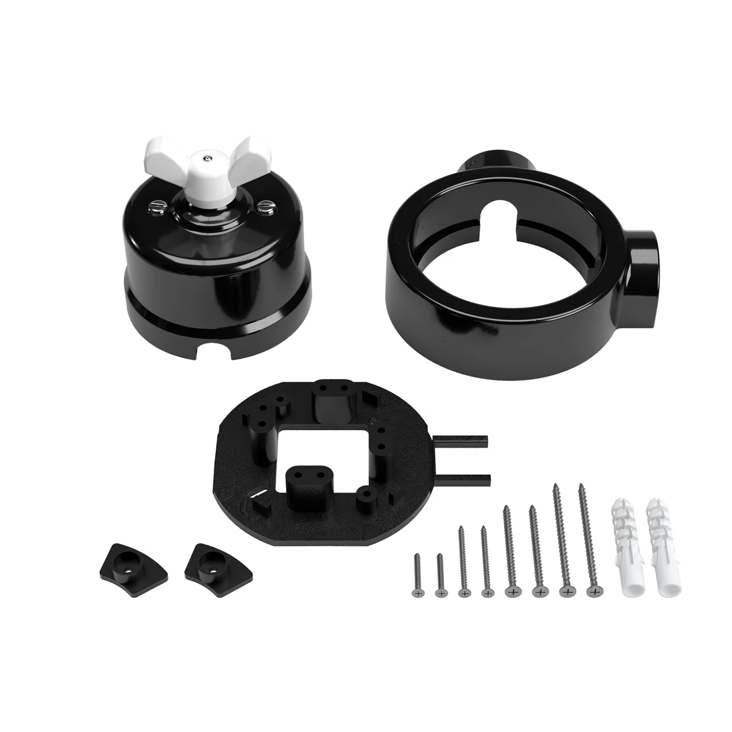 Kit interrupteur/va-et-vient avec écrou papillon et base pour Creative-Tubes en porcelaine noire - Image 10