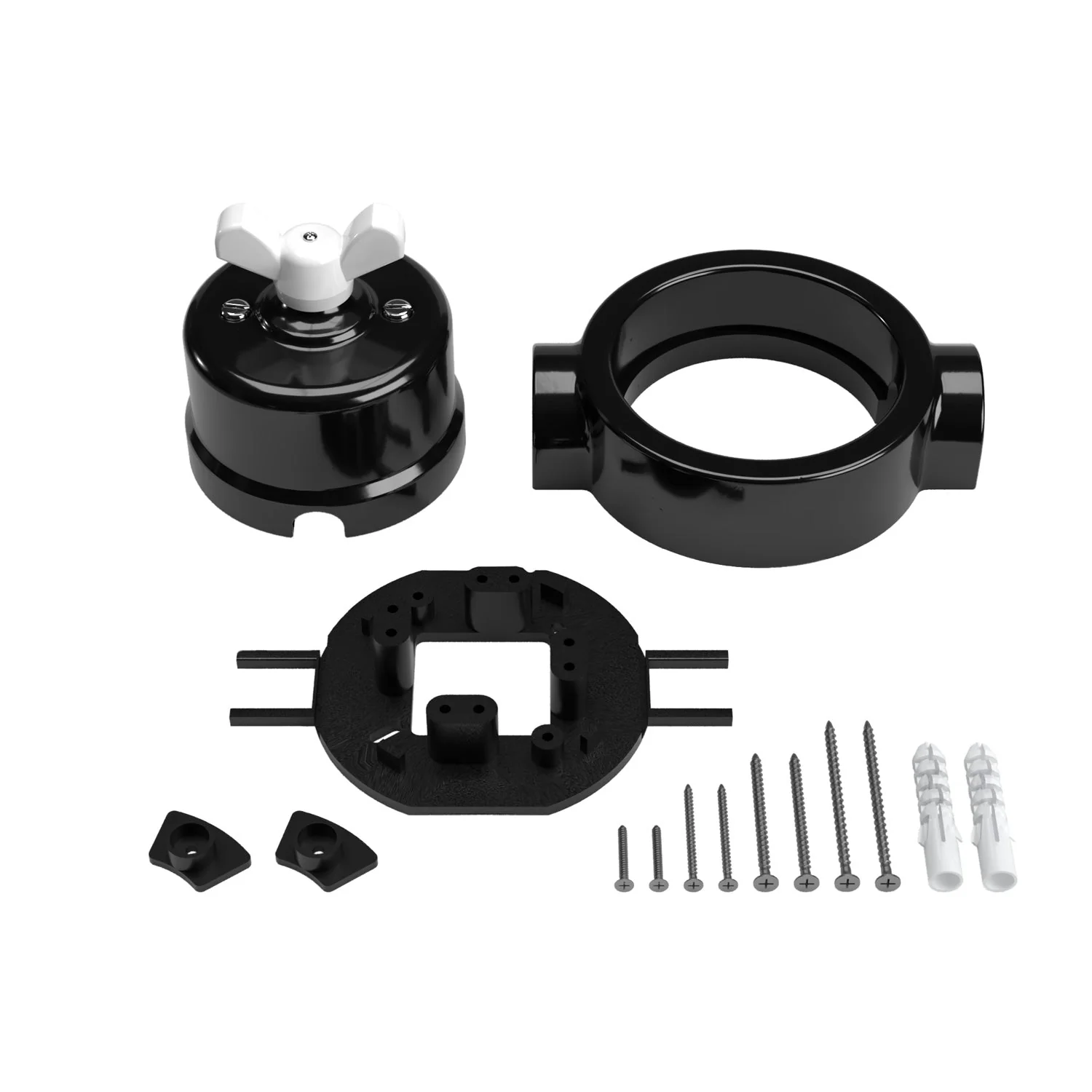 Kit interrupteur/va-et-vient avec écrou papillon et base pour Creative-Tubes en porcelaine noire - Image 17