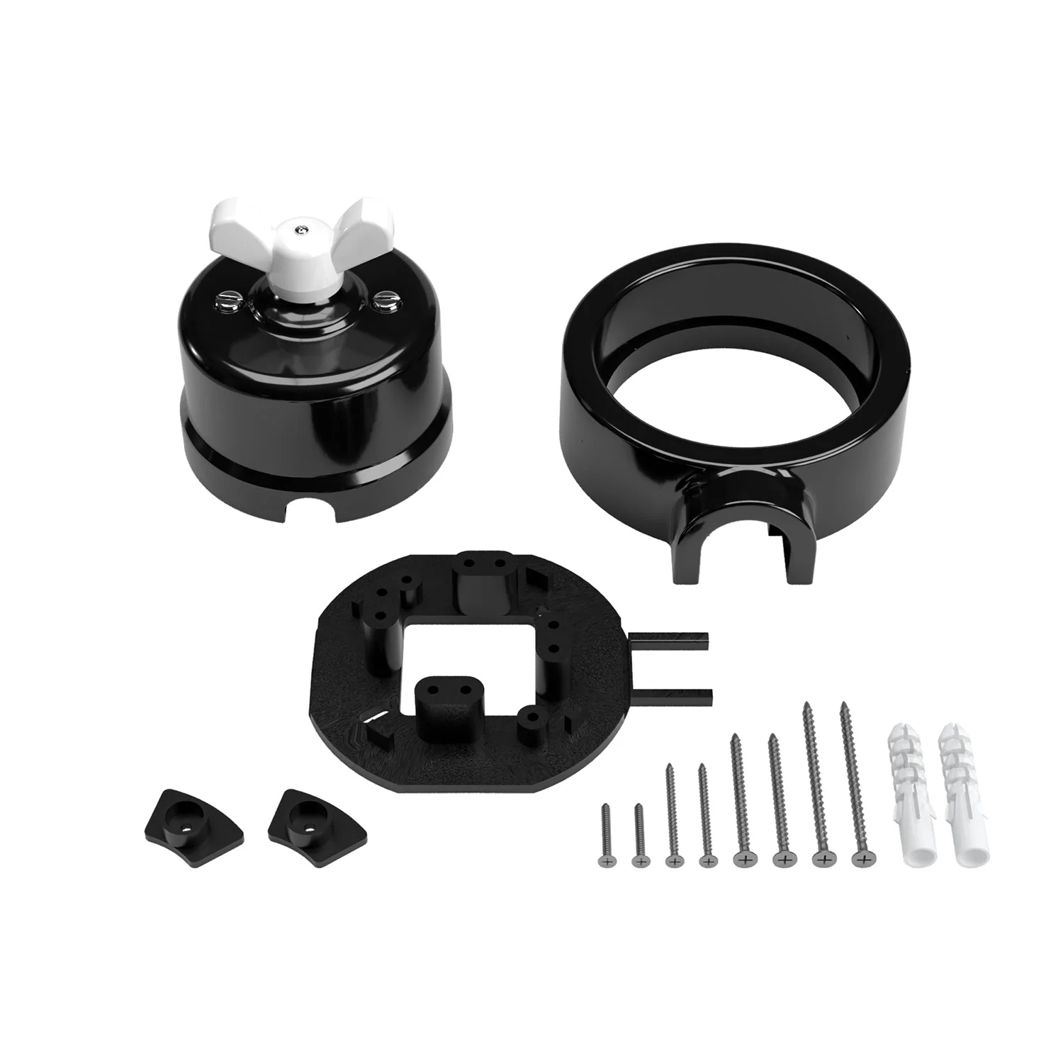 Kit interrupteur/va-et-vient avec écrou papillon et base pour Creative-Tubes en porcelaine noire - Image 3