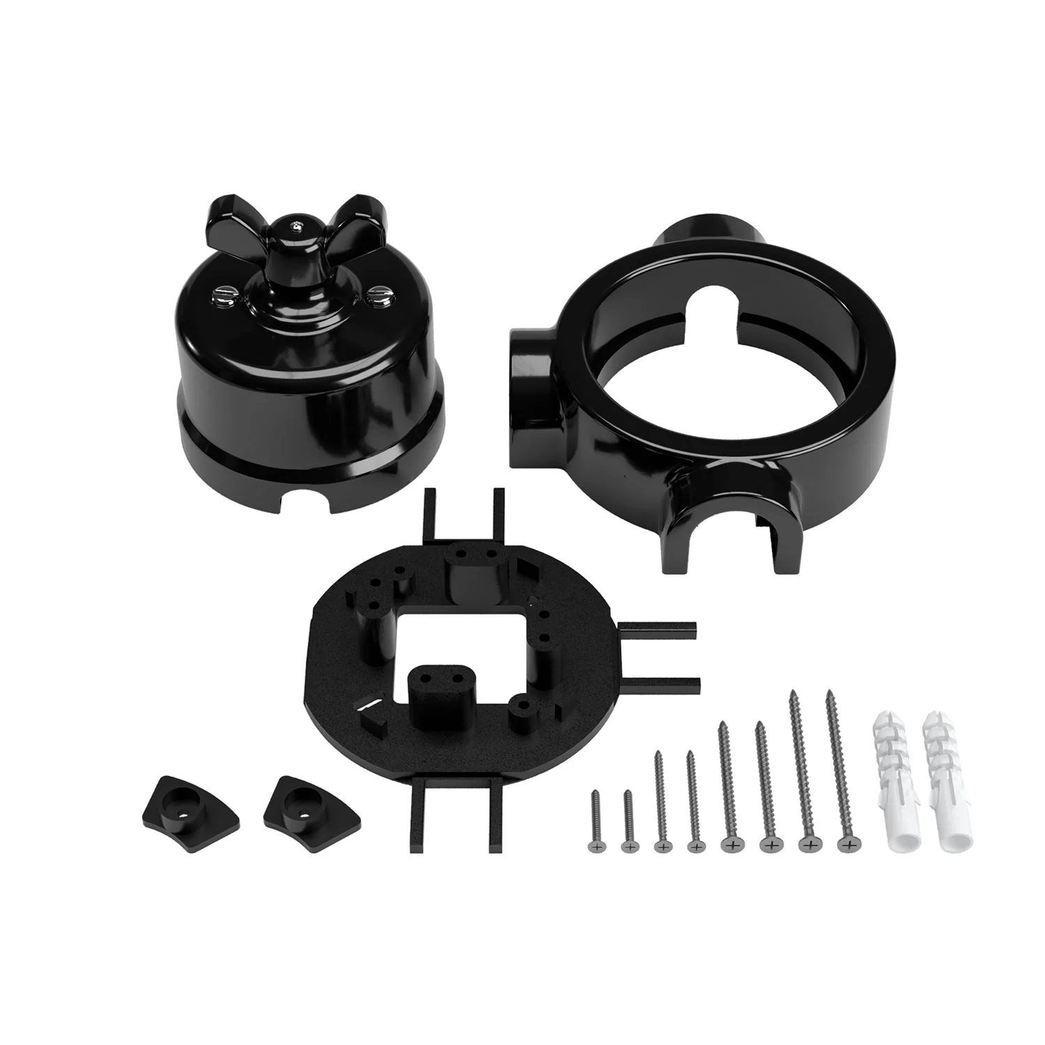 Kit interrupteur/va-et-vient avec écrou papillon et base pour Creative-Tubes en porcelaine noire - Image 46