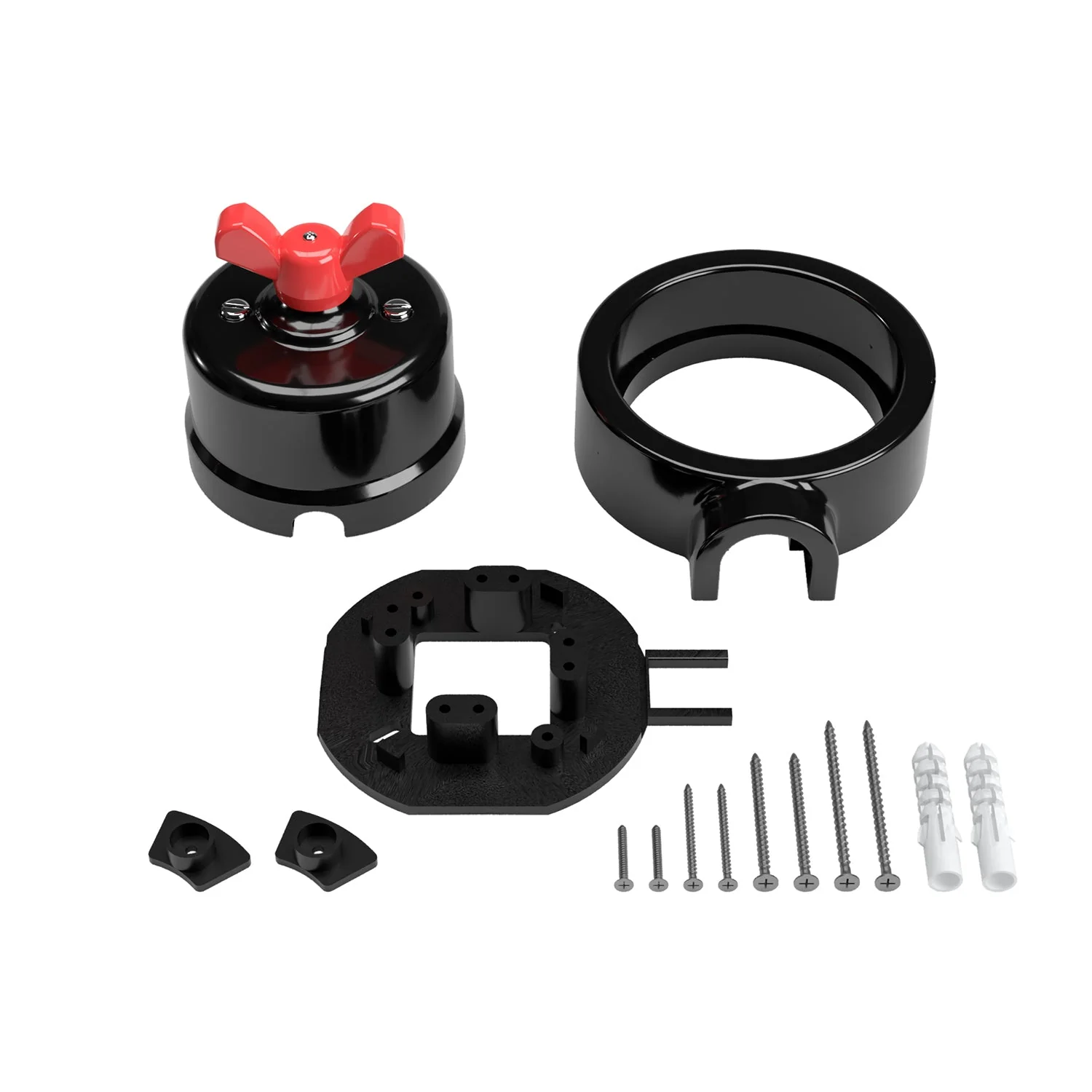 Kit interrupteur/va-et-vient avec écrou papillon et base pour Creative-Tubes en porcelaine noire - Image 51