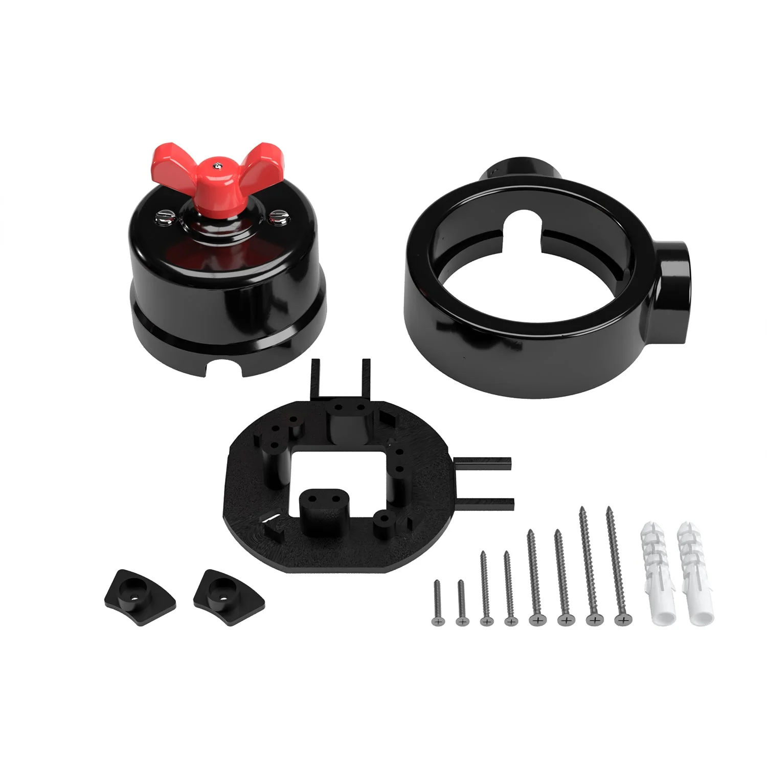 Kit interrupteur/va-et-vient avec écrou papillon et base pour Creative-Tubes en porcelaine noire - Image 56