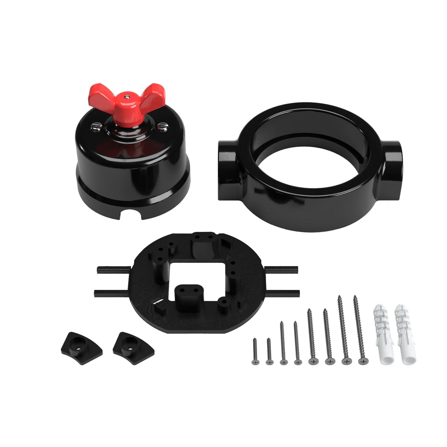 Kit interrupteur/va-et-vient avec écrou papillon et base pour Creative-Tubes en porcelaine noire - Image 61