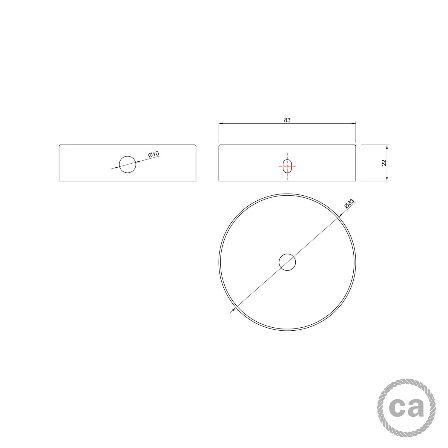 Kit mini pavillon cylindrique en métal à 1 trou central et 2 latéraux - Cuivre satiné - Image 4