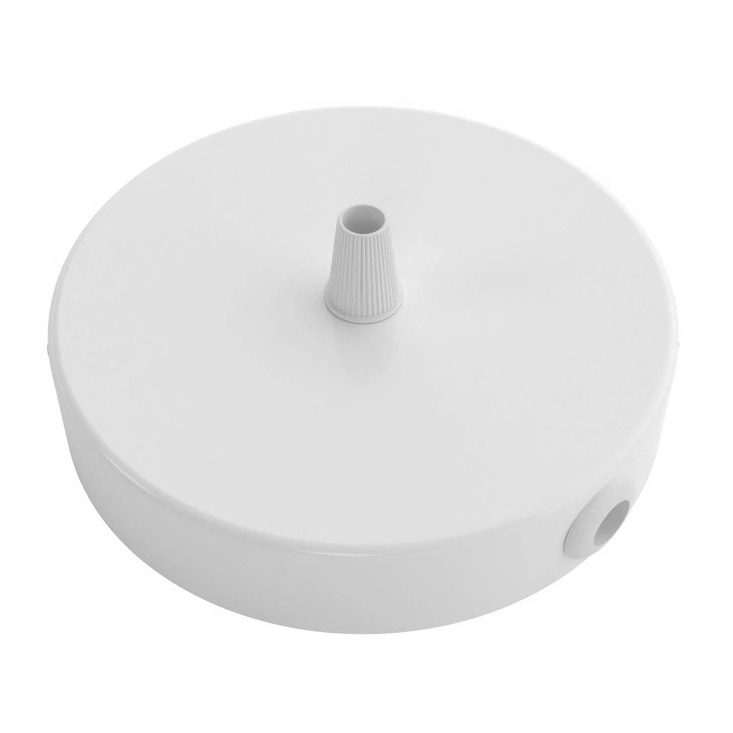 Kit pavillon cylindrique en métal à 1 trou central et 2 trous latéraux - Blanc brillant - Image 2