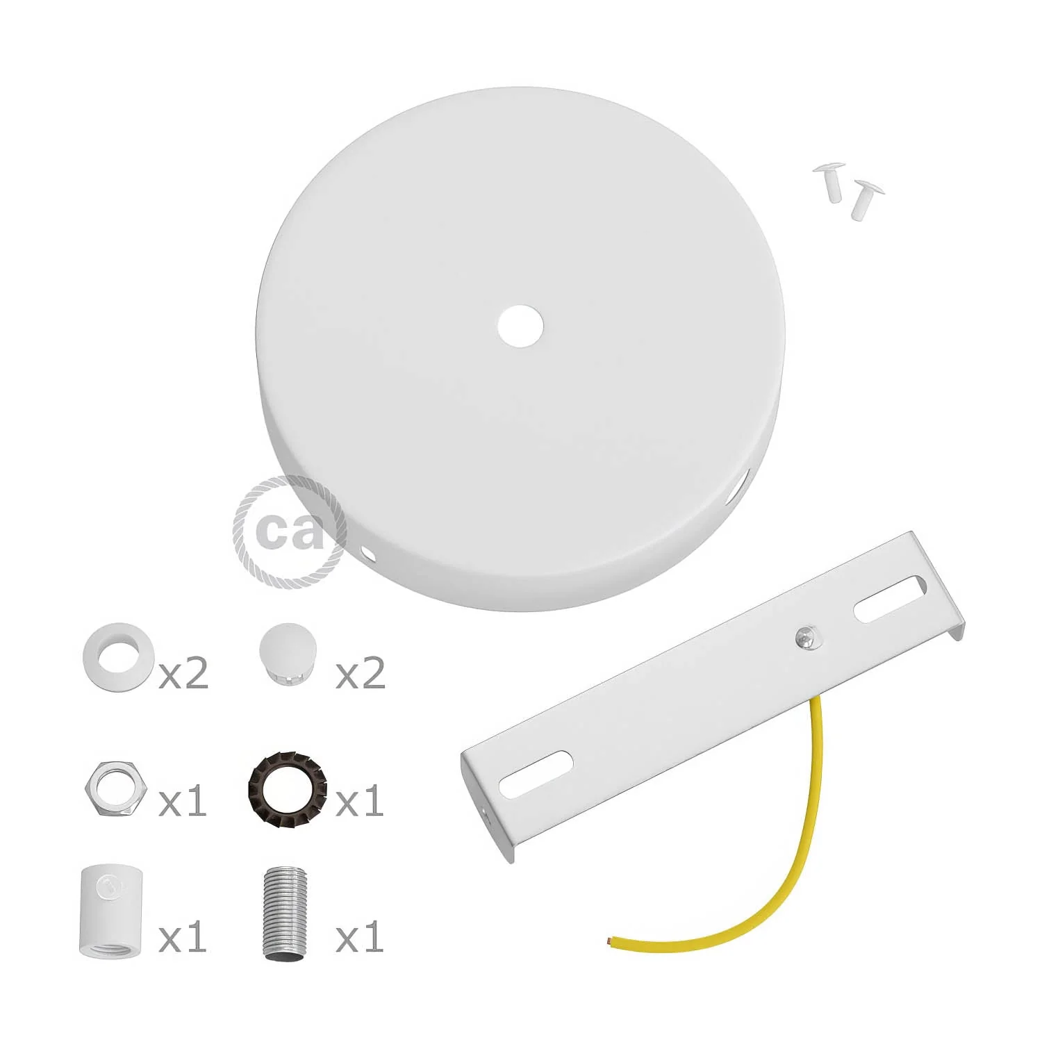 Kit pavillon cylindrique en métal avec 1 trou central et 2 trous latéraux - Blanc mat - Image 8