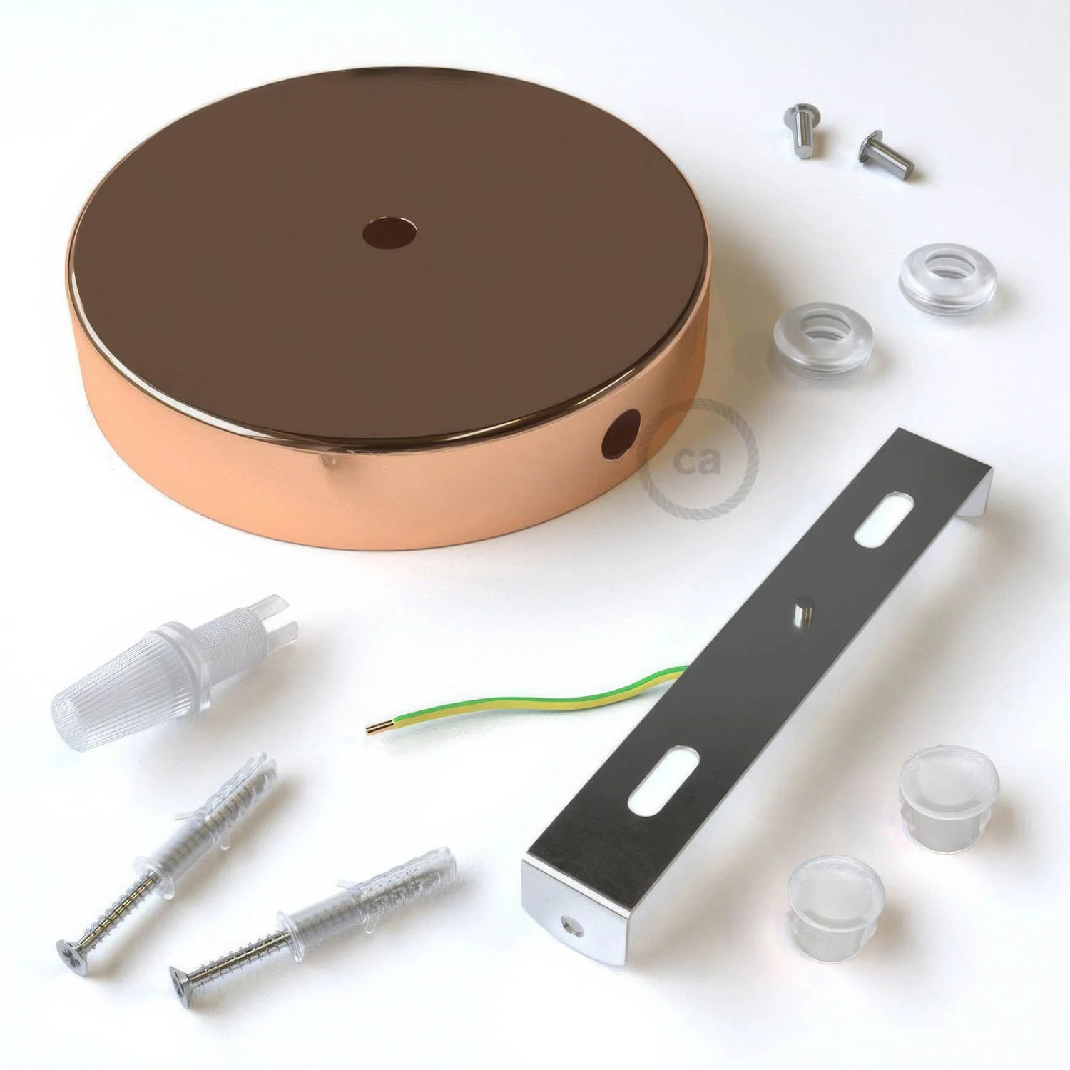 Kit pavillon cylindrique en métal à 1 trou central et 2 trous latéraux - Cuivre - Image 3