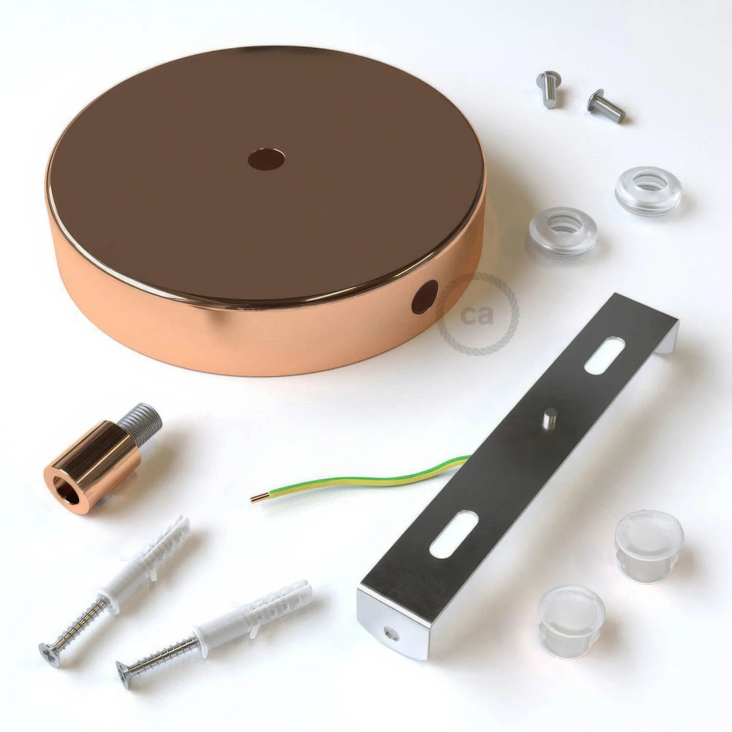 Kit pavillon cylindrique en métal à 1 trou central et 2 trous latéraux - Cuivre - Image 8