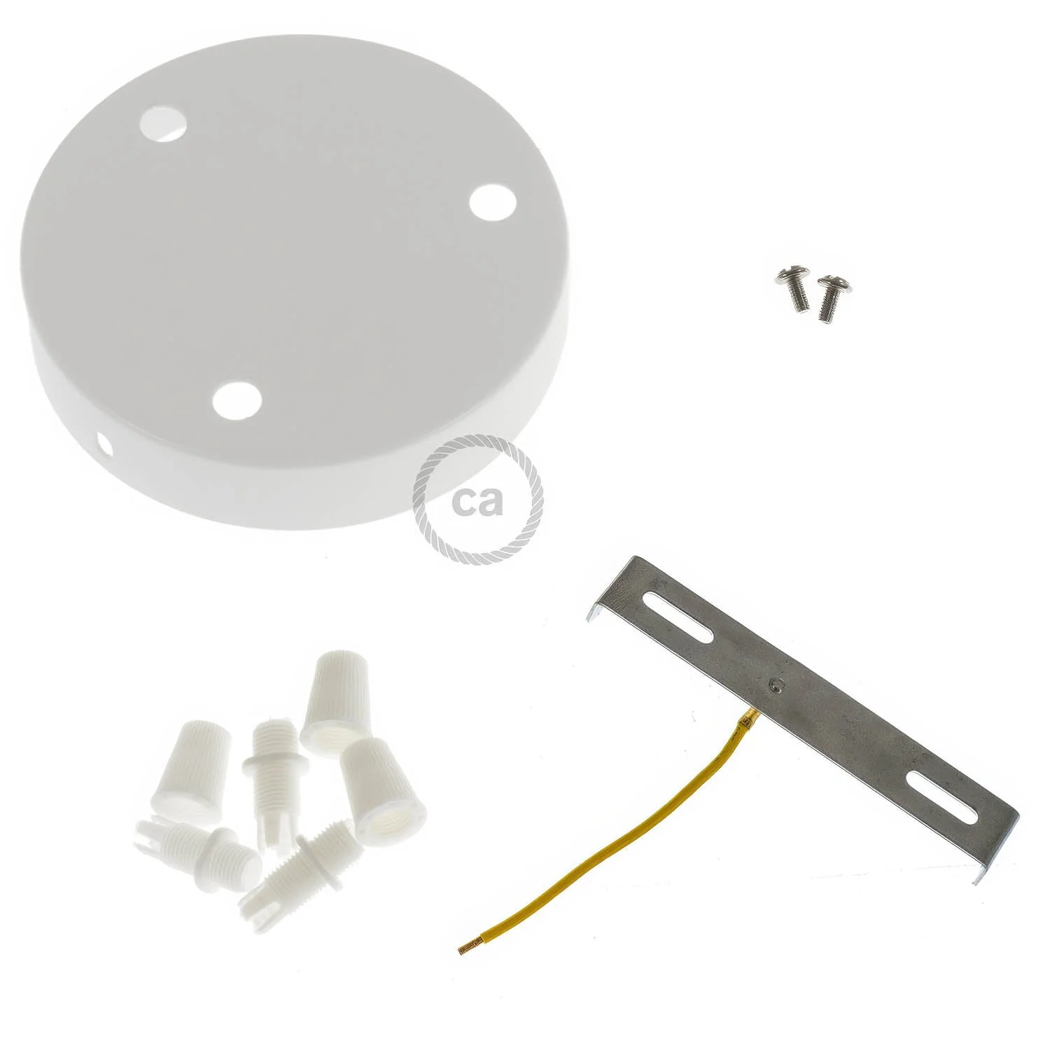 Kit pavillon cylindrique en métal à 3 trous - Blanc brillant - Image 3