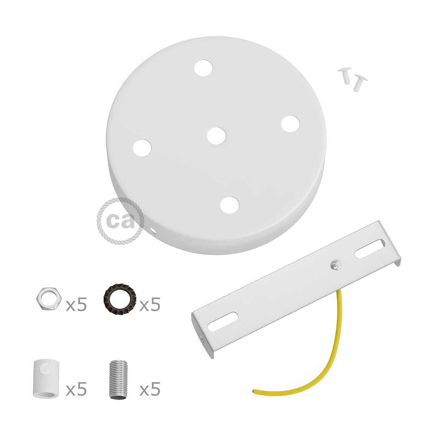 Kit pavillon cylindrique en métal à 5 trous - Blanc mat - Image 8