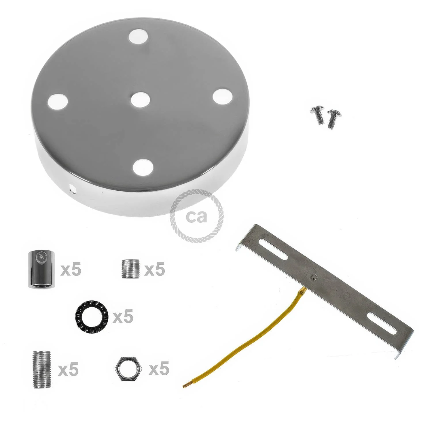 Kit pavillon cylindrique en métal à 5 trous - Chrome - Image 8