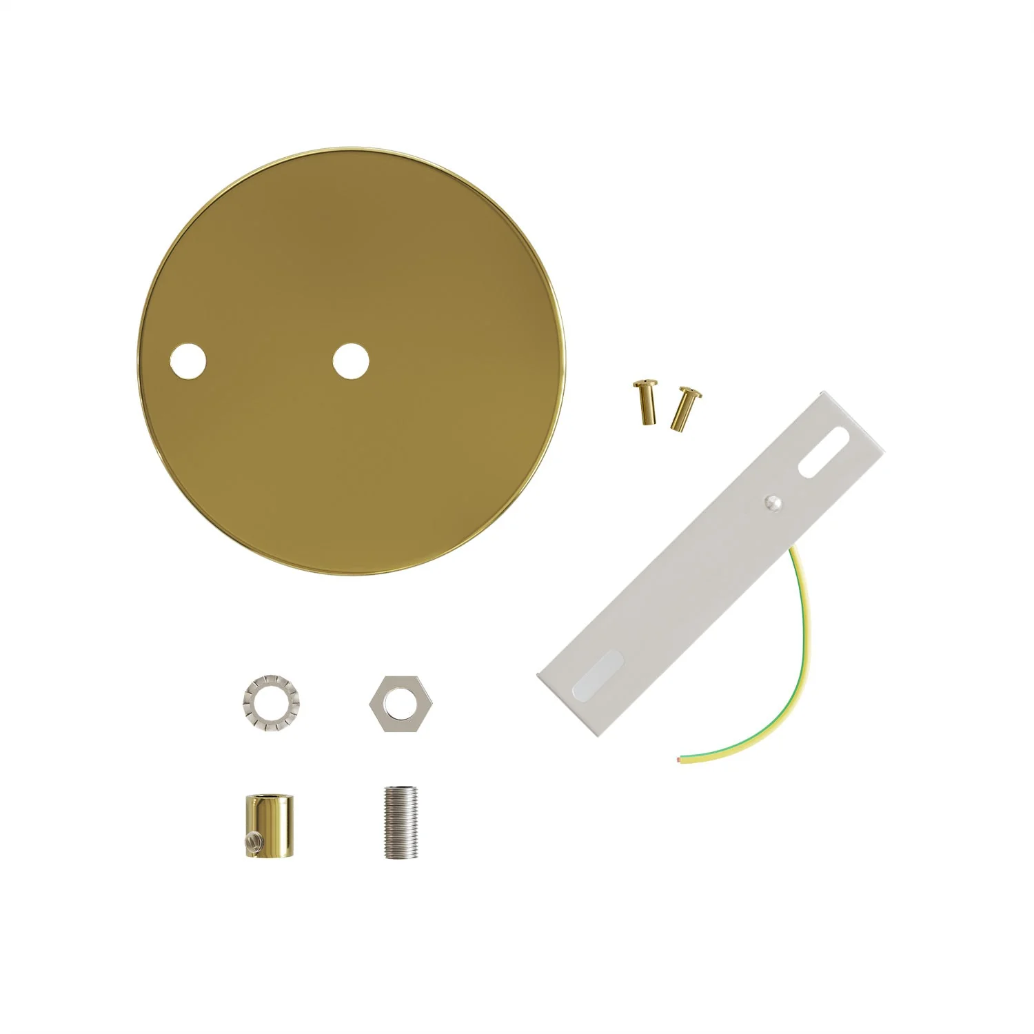 Kit pavillon cylindrique en métal Ø 120 mm à 2 trous centraux et décentrés - Laiton - Image 3