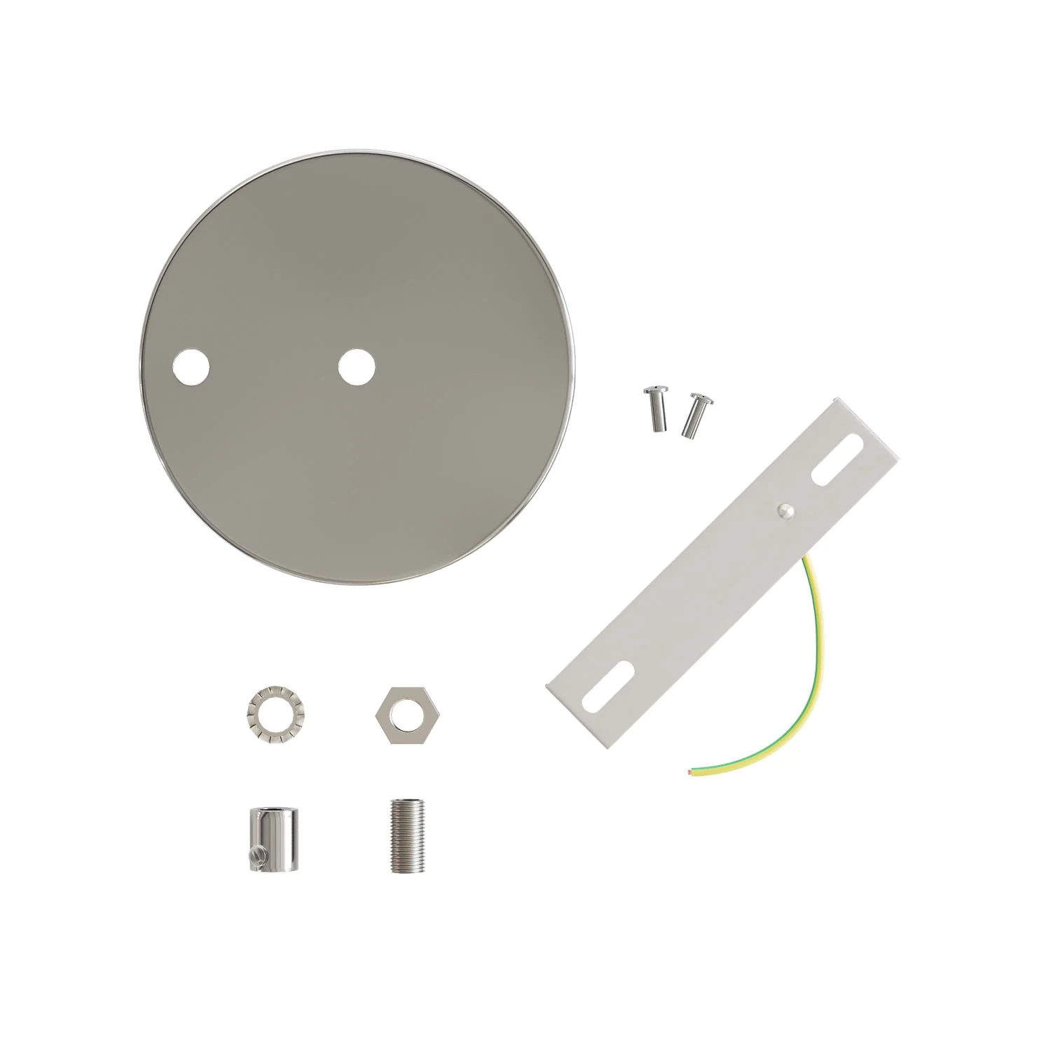 Kit pavillon cylindrique en métal Ø 120 mm à 2 trous centraux et décentrés - Chrome - Image 3