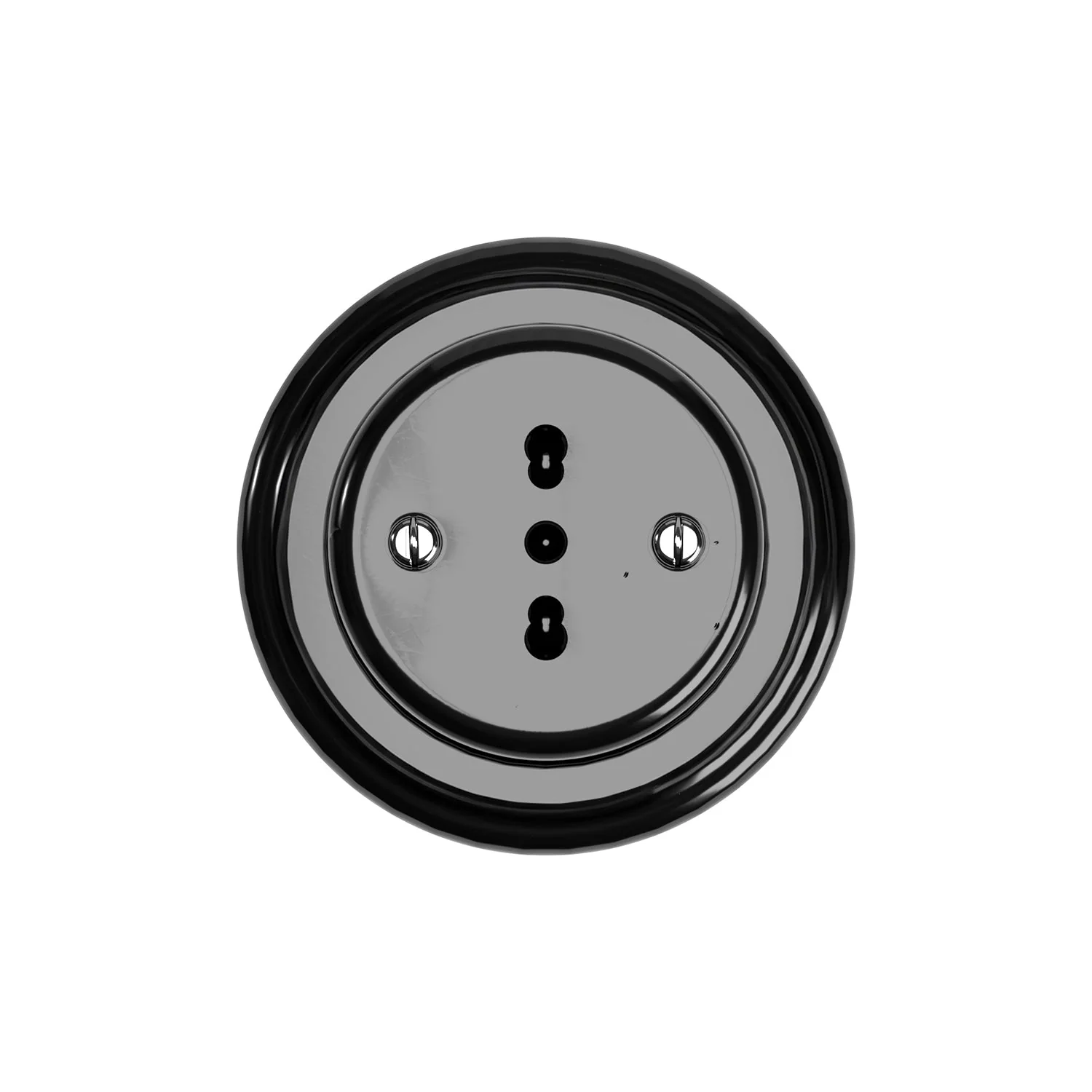 Kit prise bipolaire italienne 10/16A murale et base en porcelaine - Noir - Image 2