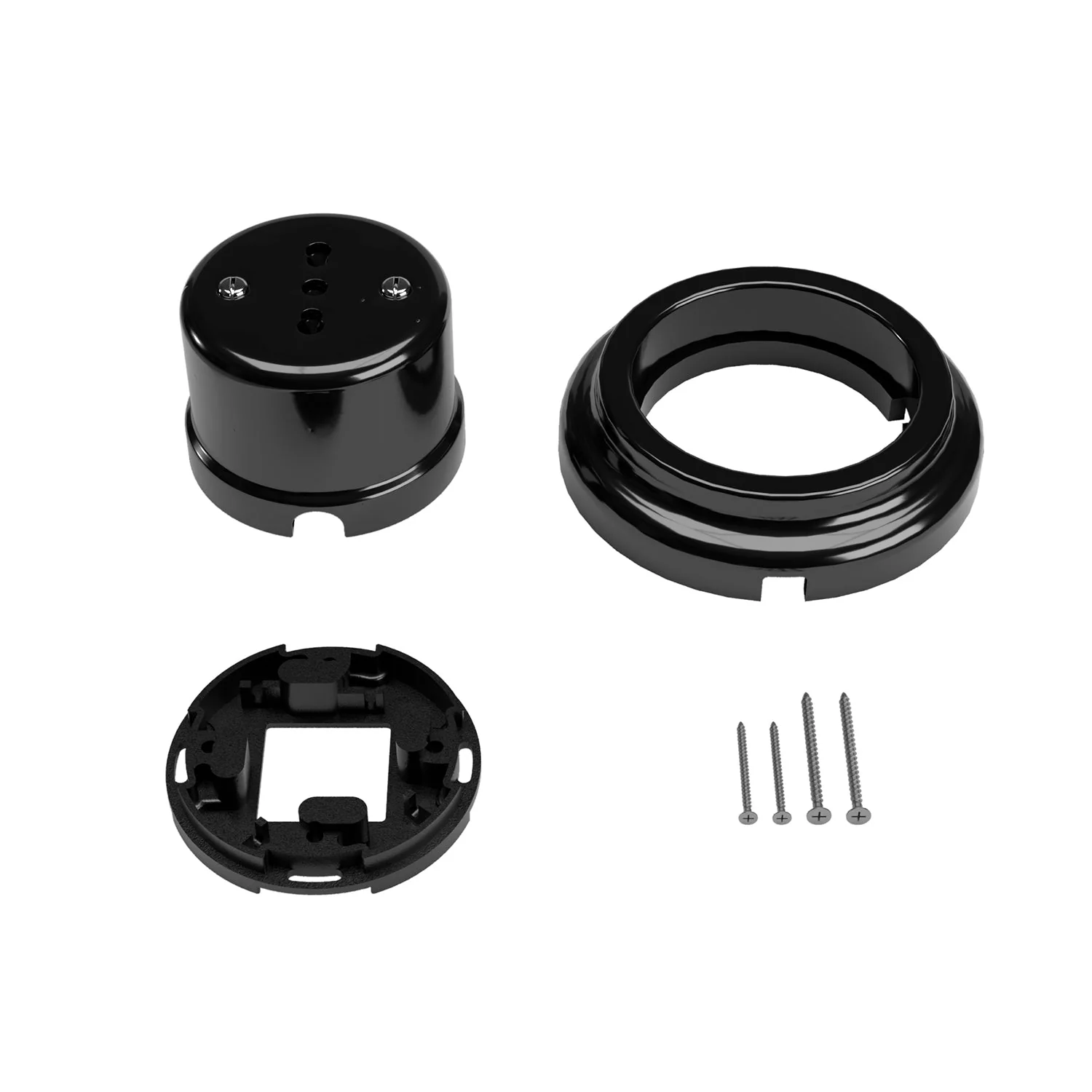 Kit prise bipolaire italienne 10/16A murale et base en porcelaine - Noir - Image 3