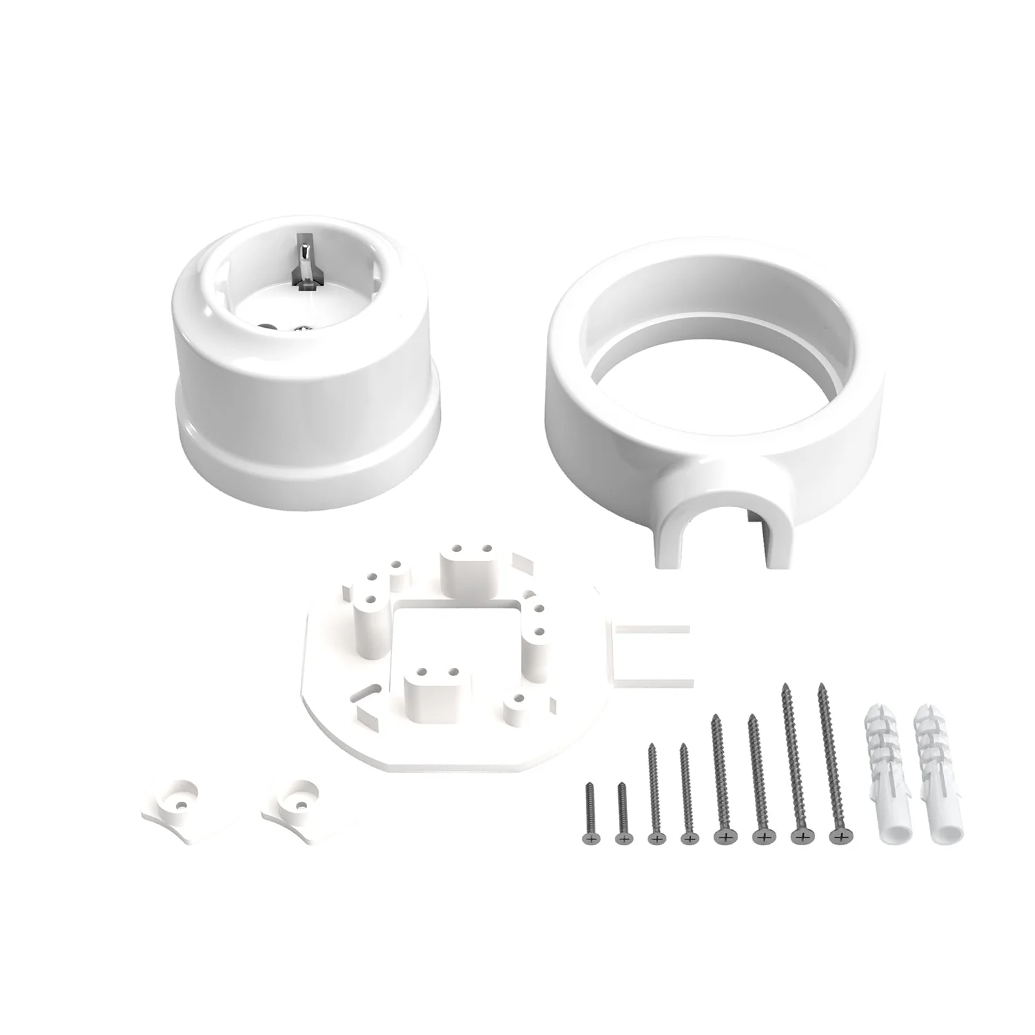 Kit prise Schuko murale et base pour Creative-Tubes en porcelaine - Blanc - Image 3