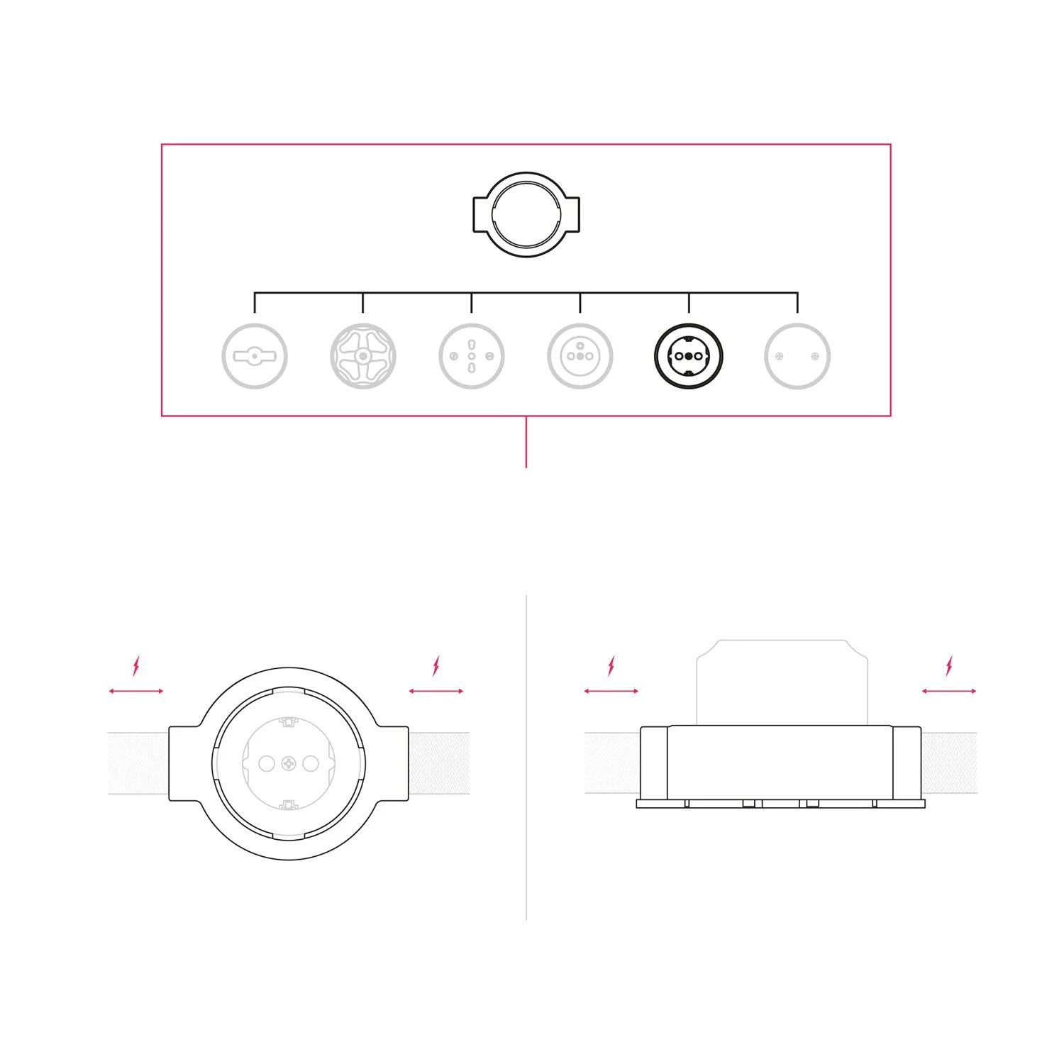 Kit prise Schuko murale et base pour Creative-Tubes en porcelaine - Noir - Image 21