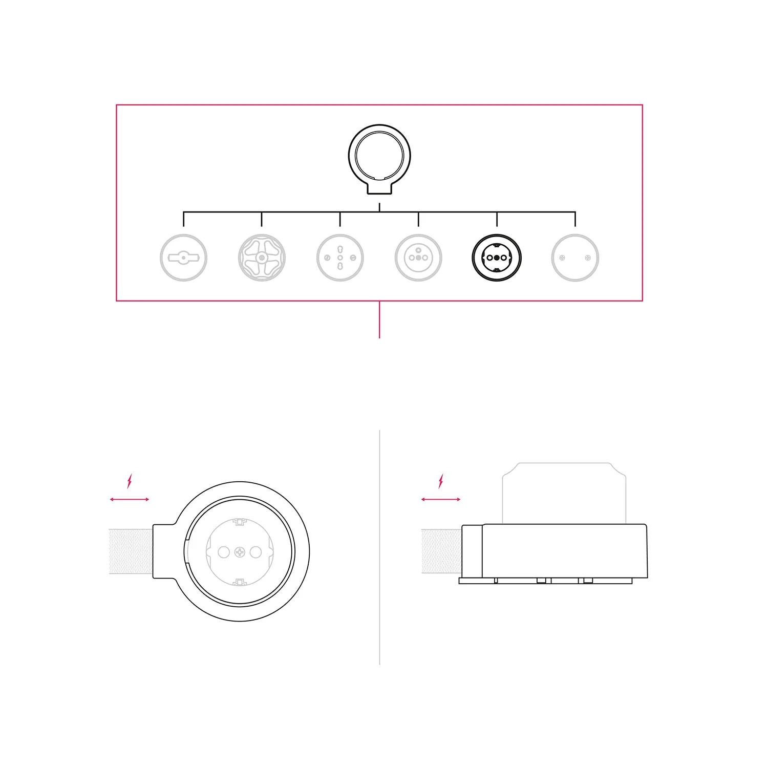Kit prise Schuko murale et base pour Creative-Tubes en porcelaine - Noir - Image 7