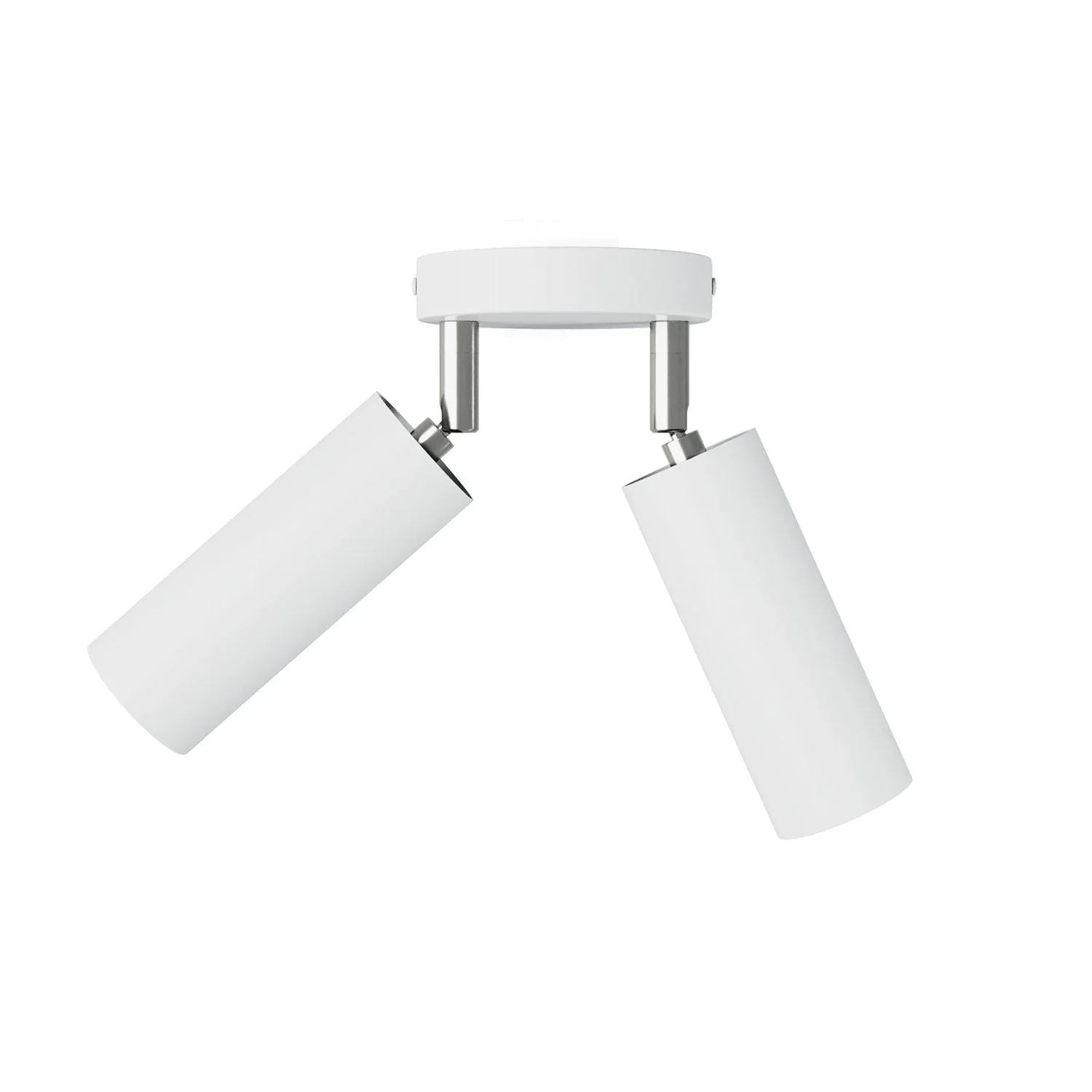 Lampe à 2 spots avec abat-jour Tub-E14 et pavillon rond - Blanc mat
