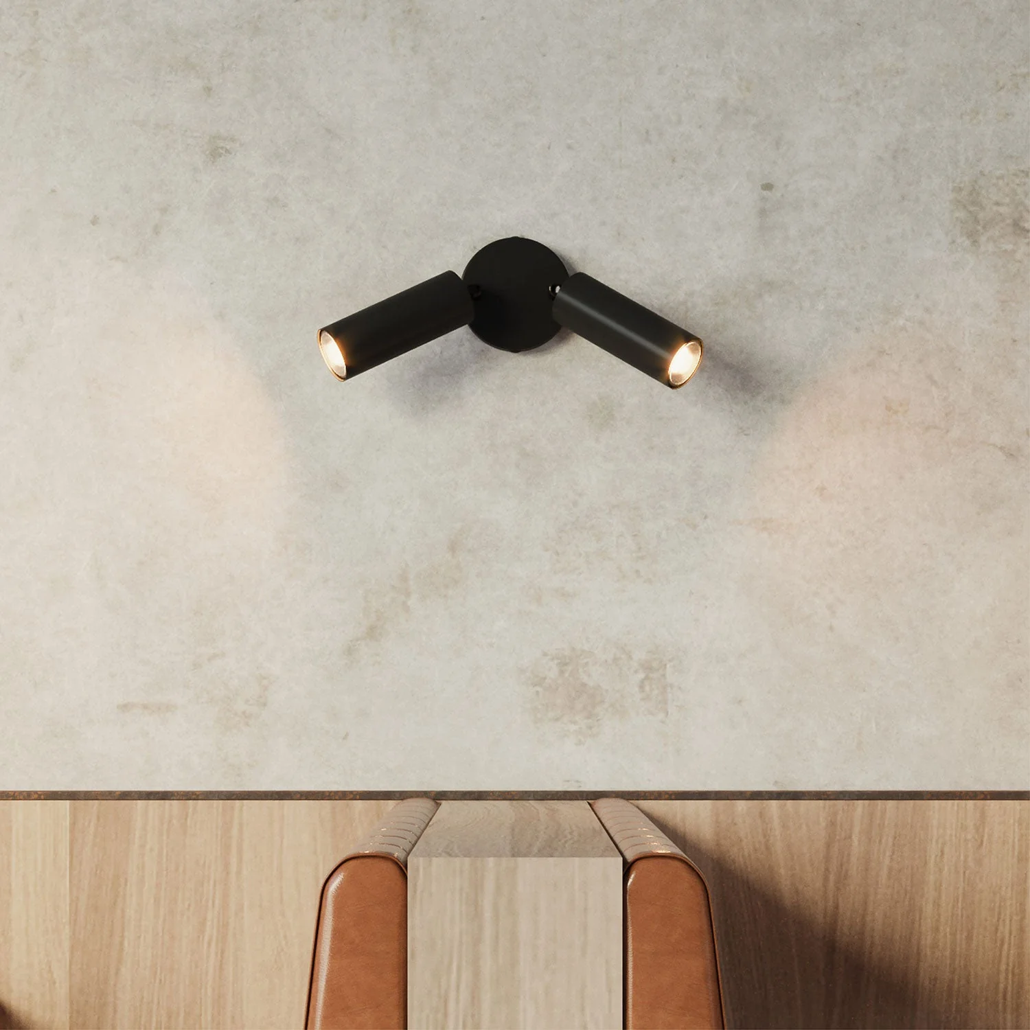 Lampe à 2 spots avec abat-jour Tub-E14 et pavillon rond - Noir - Image 3