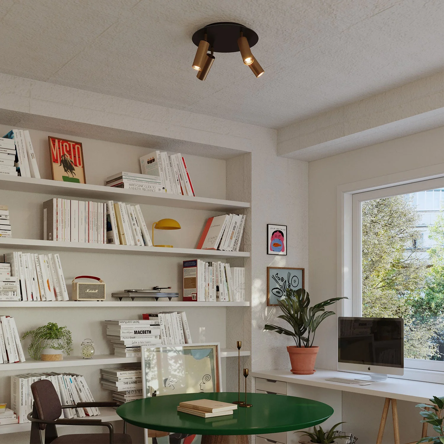Lampe à 4 spots avec abat-jour Tub-E14 et Rose-One XXL rond - Bronze satiné - Image 2