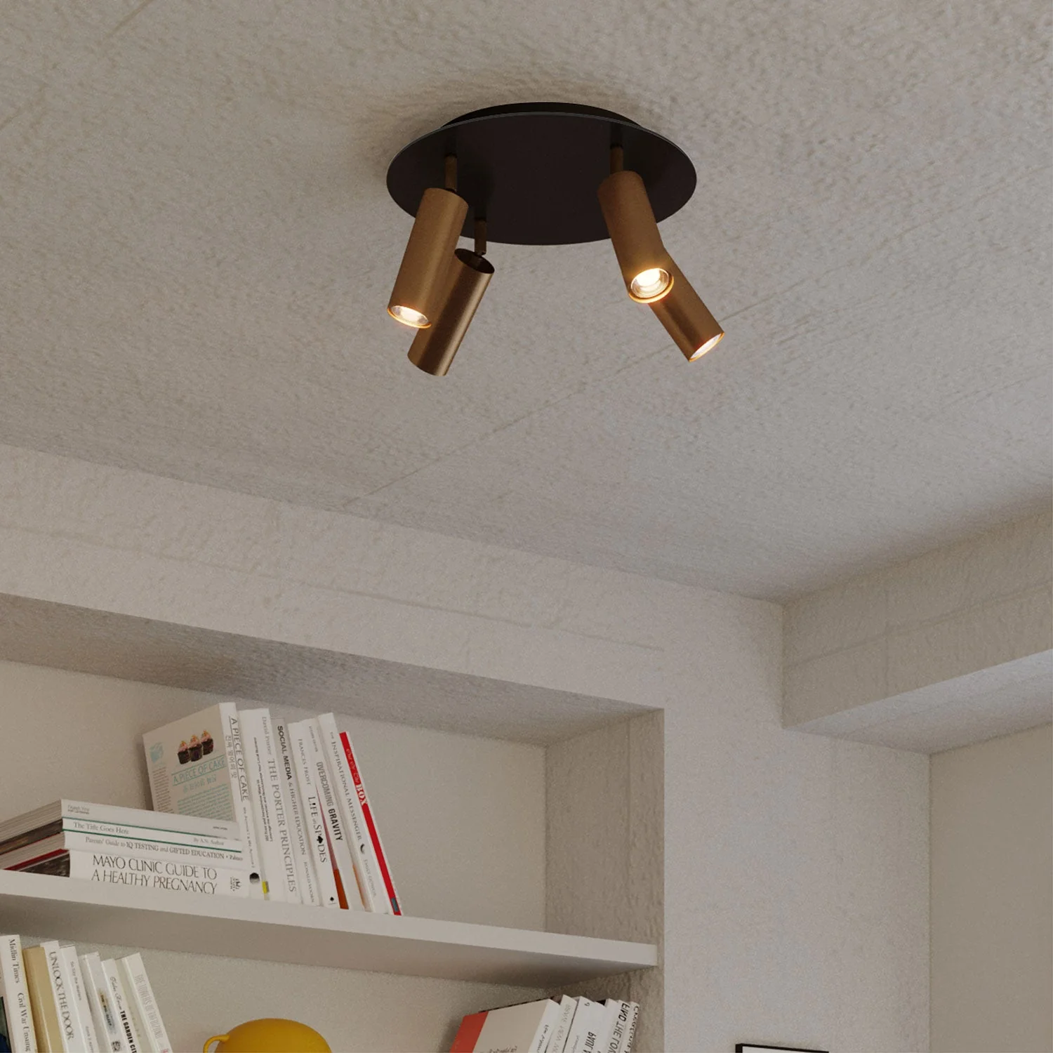 Lampe à 4 spots avec abat-jour Tub-E14 et Rose-One XXL rond - Bronze satiné - Image 3