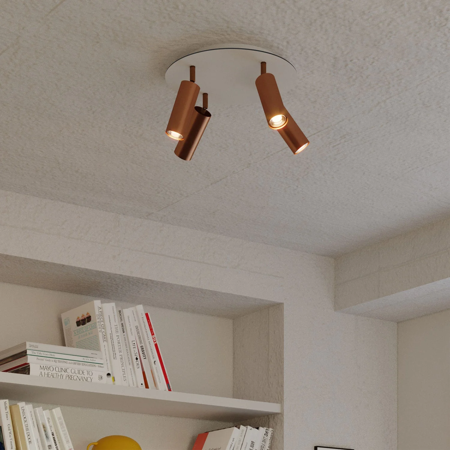 Lampe à 4 spots avec abat-jour Tub-E14 et pavillon Rose-One XXL rond - Cuivre satiné - Image 3