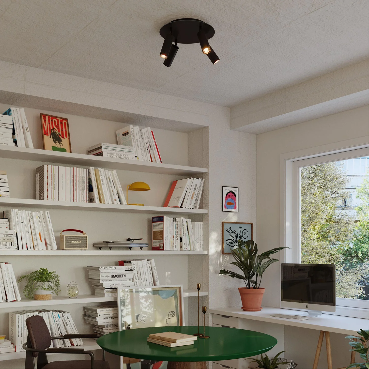 Lampe à 4 spots avec abat-jour Tub-E14 et pavillon Rose-One XXL rond - Noir - Image 2