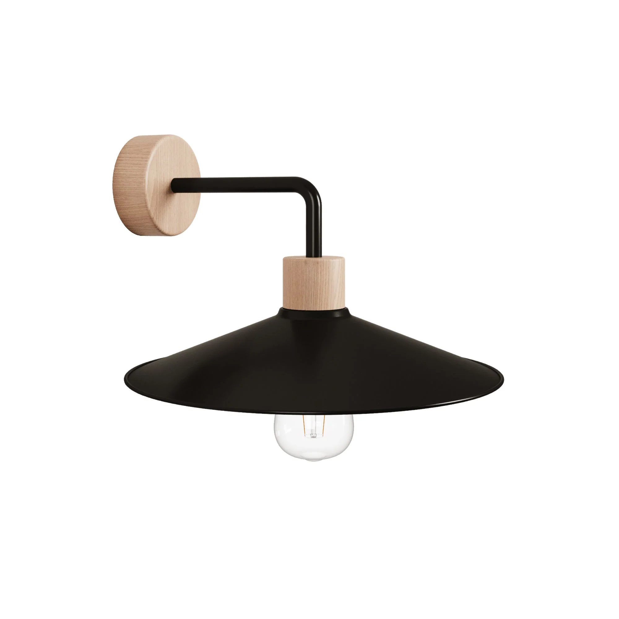 Lampe murale en bois avec abat-jour Swing et extension courbe - Fermaluce Wood - Neutre