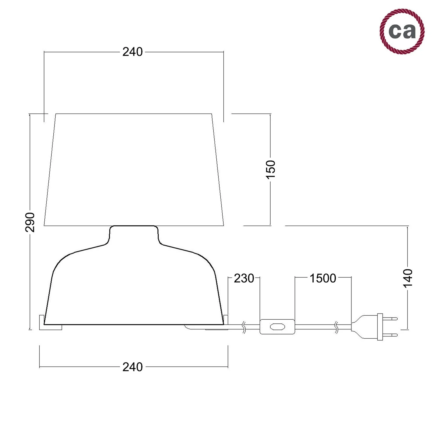 Lampe de table en céramique Coppa avec abat-jour Athena - Blanc - Image 4