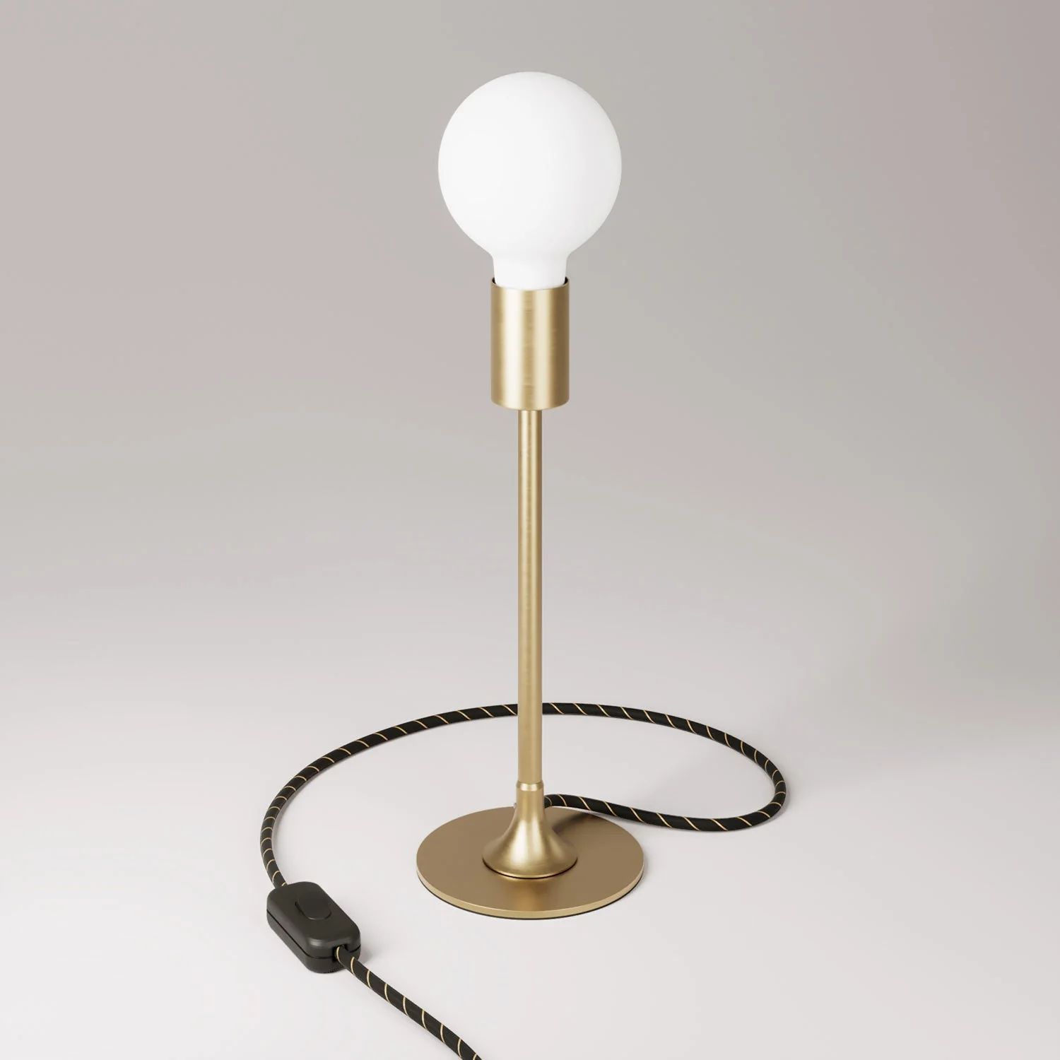 Lampe de table MAG-Y avec base métallique ronde et fiche UK - Bronze satiné
