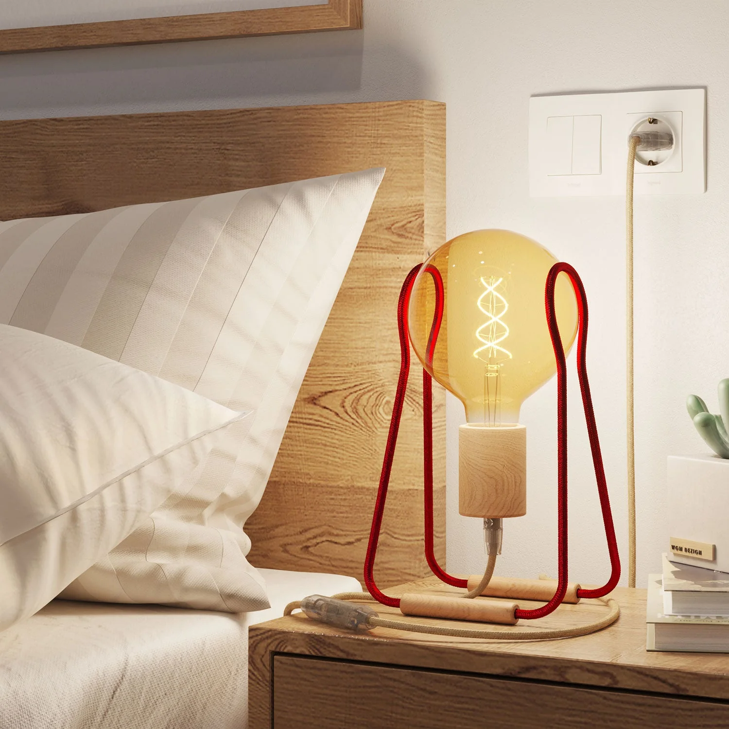 Lampe de table Taché Wood - Rouge - Image 2