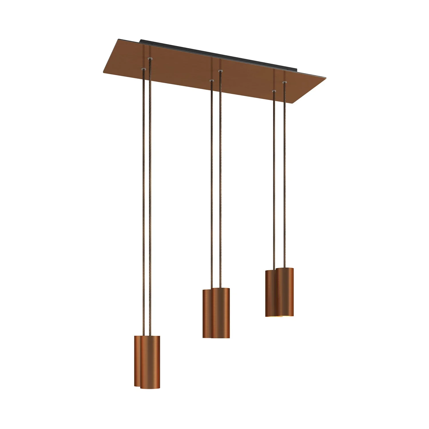 Suspension à 6 descentes avec XXL Rose-One rectangulaire 675 mm et abat-jour en métal Tub-E14 - Cuivre satiné