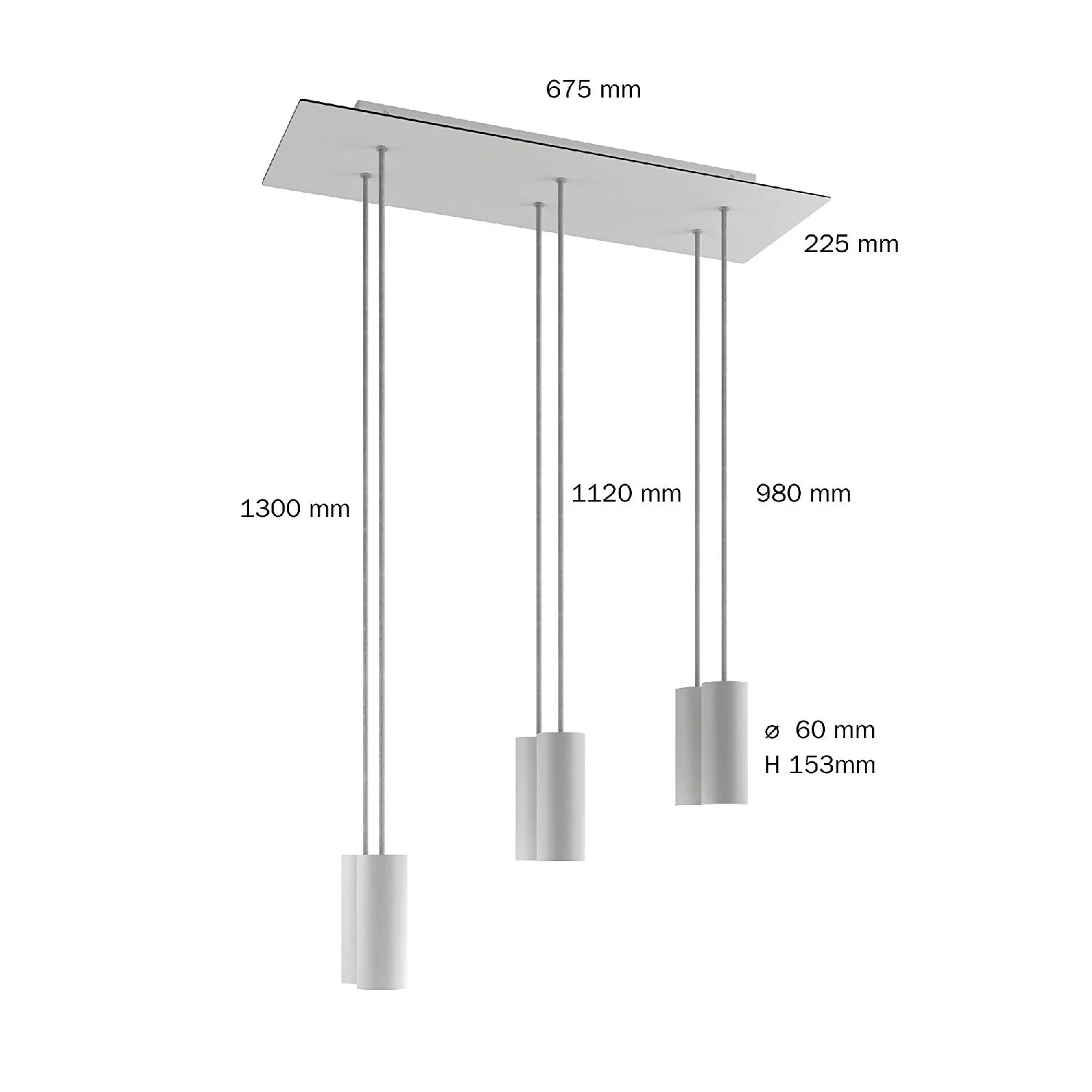 Suspension à 6 descentes avec XXL Rose-One rectangulaire 675 mm et abat-jour en métal Tub-E14 - Cuivre satiné - Image 6