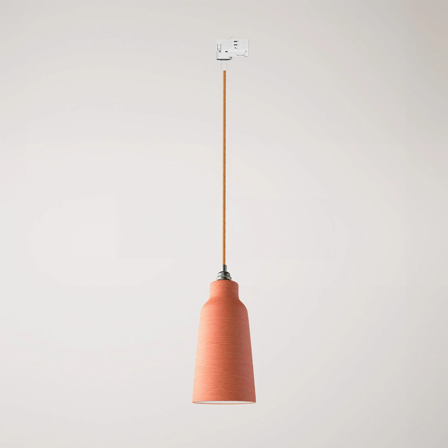 Lampe suspendue avec abat-jour Bouteille et adaptateur pour rails - Corail strié