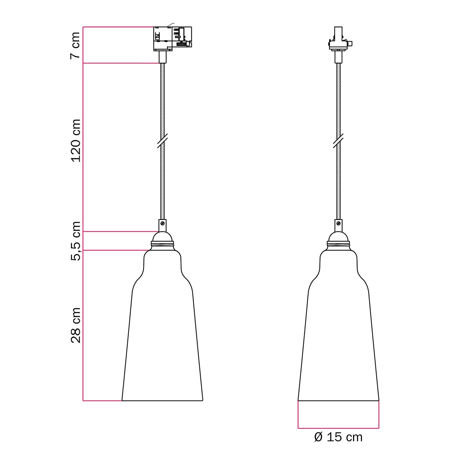 Lampe à suspension avec abat-jour Bouteille et adaptateur pour rails - Effet corten - Image 6