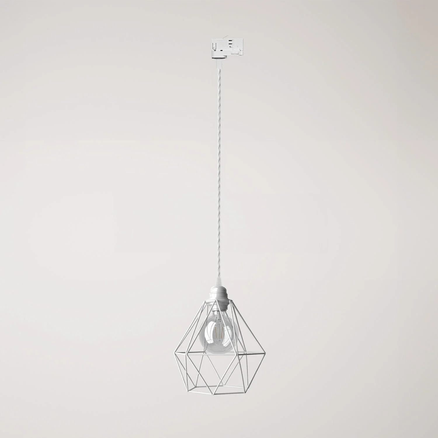 Lampe à suspension avec abat-jour cage Diamond pour rails - Blanc