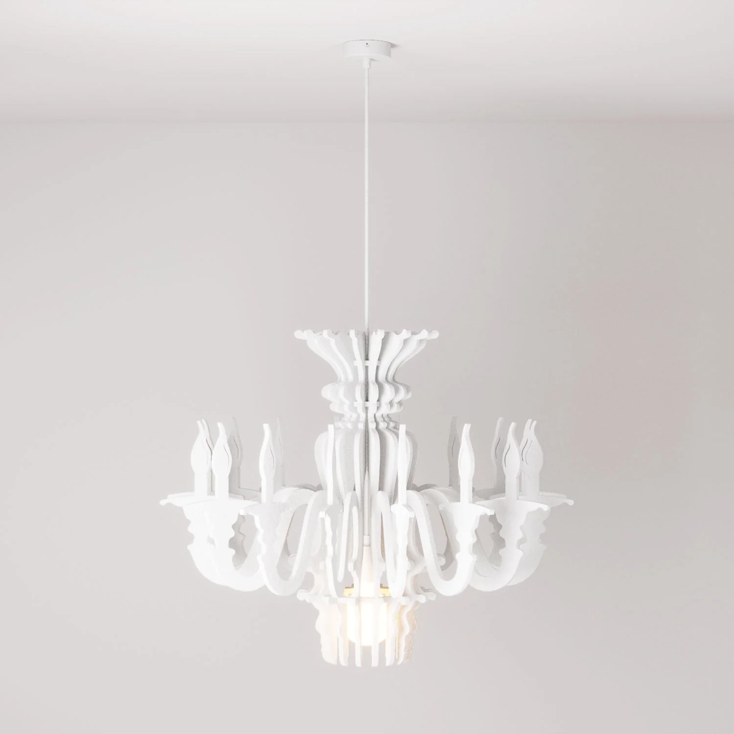 Lampe à suspension avec abat-jour classique SHHANDELIER en matériau phonique - Blanc chiné