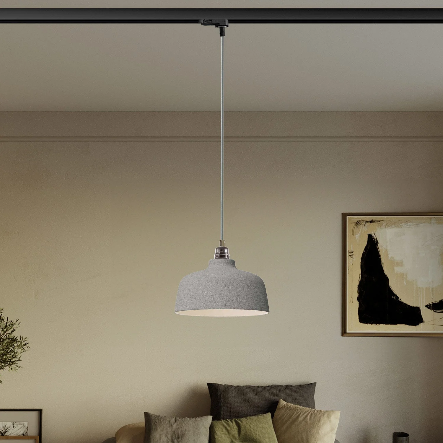 Lampe suspendue avec abat-jour Coppa et adaptateur pour rail - Effet béton - Image 2