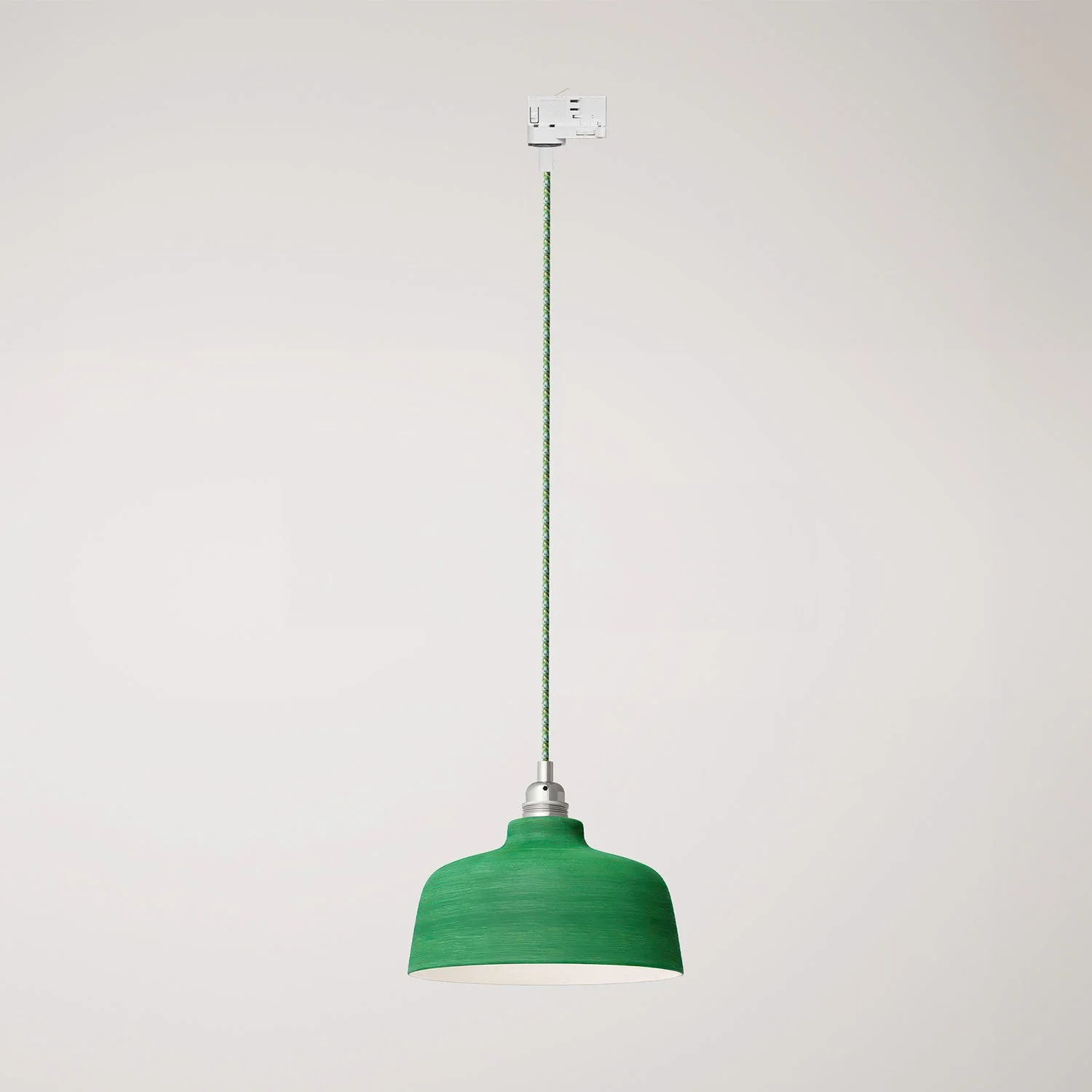 Lampe suspendue avec abat-jour Coppa et adaptateur pour rail - Evergreen strié
