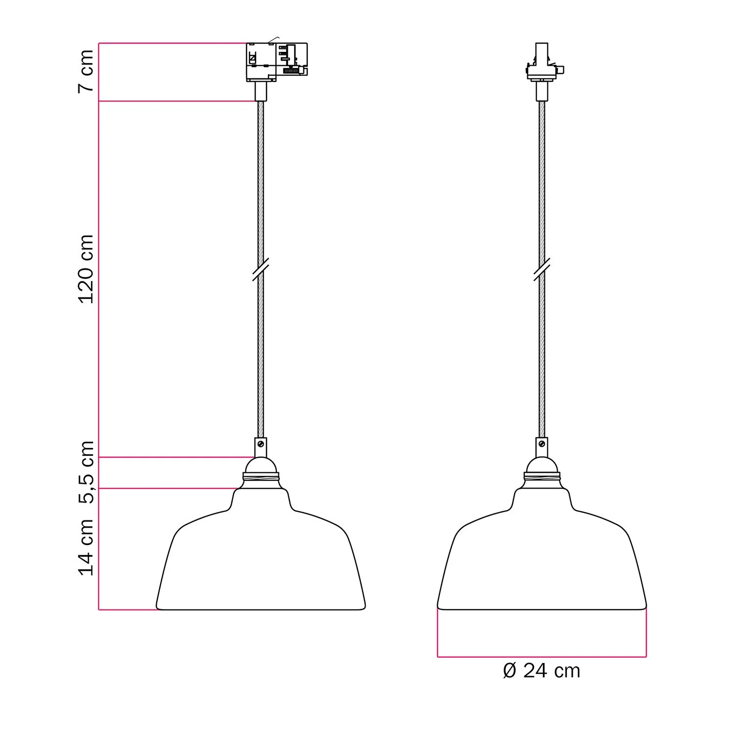 Lampe suspendue avec abat-jour Coppa et adaptateur pour rail - Evergreen strié - Image 6